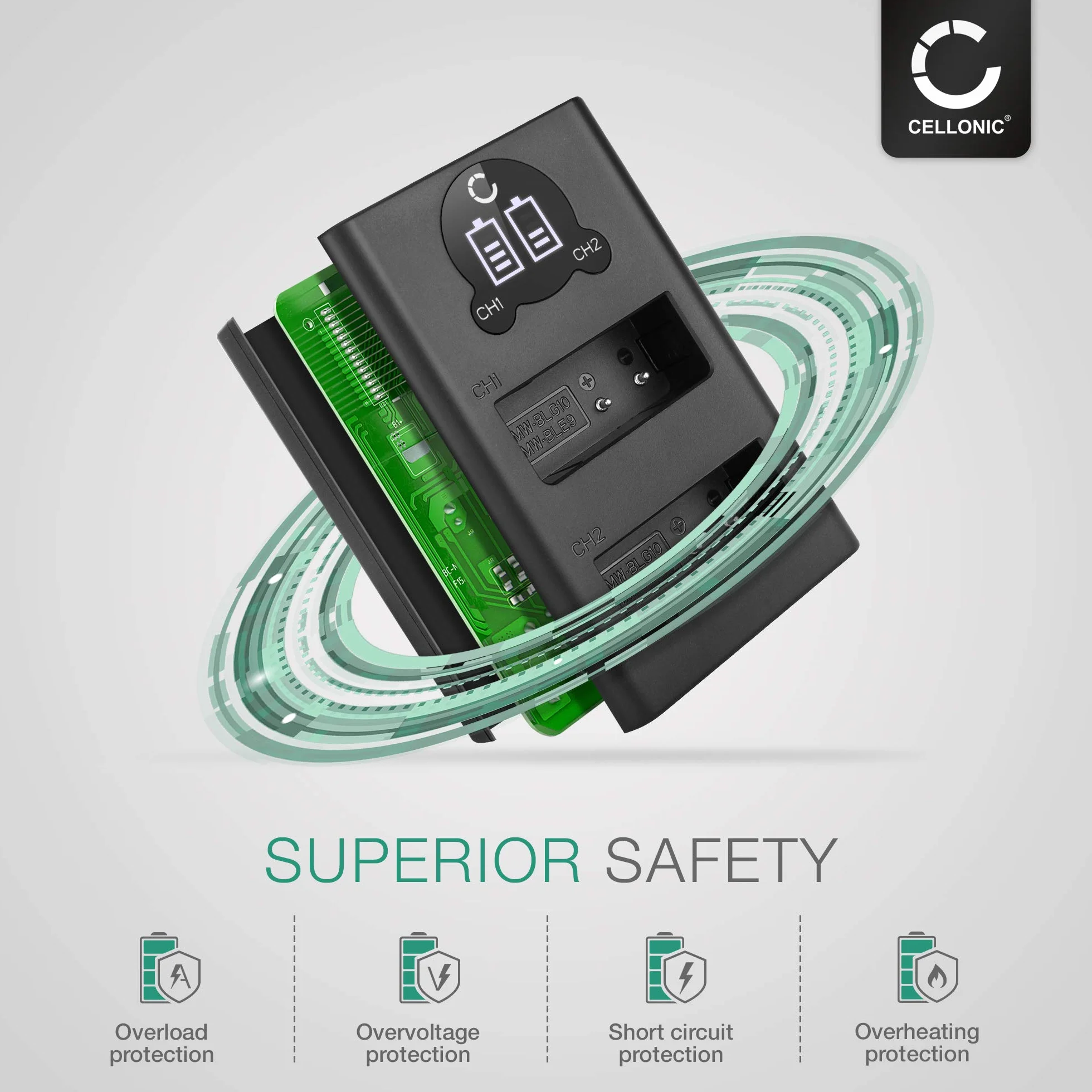 CELLONIC® BC-DC15 BC-DC15-E Dual szybka ładowarka kompatybilna z Leica D-LUX D-LUX (typ 109) D-LUX 7 BP-DC15 BP-DC15-E BP-DC15-TK BP-DC15-U + kabel USB, ładowarka akumulatorowa, podwójna ładowarka