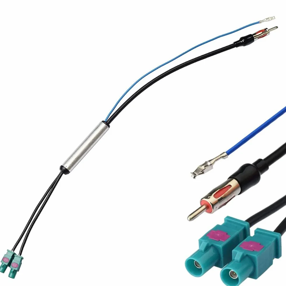 Namvo Antena do radia samochodowego Podwójne niezależne gniazda FAKRA do gniazda radiowego 1DIN Kompatybilne z uniwersalnym samochodowym zestawem stereo FM AM Samochodowy sprzęt audio Radio Odbiorniki radioodtwarzacza stereo