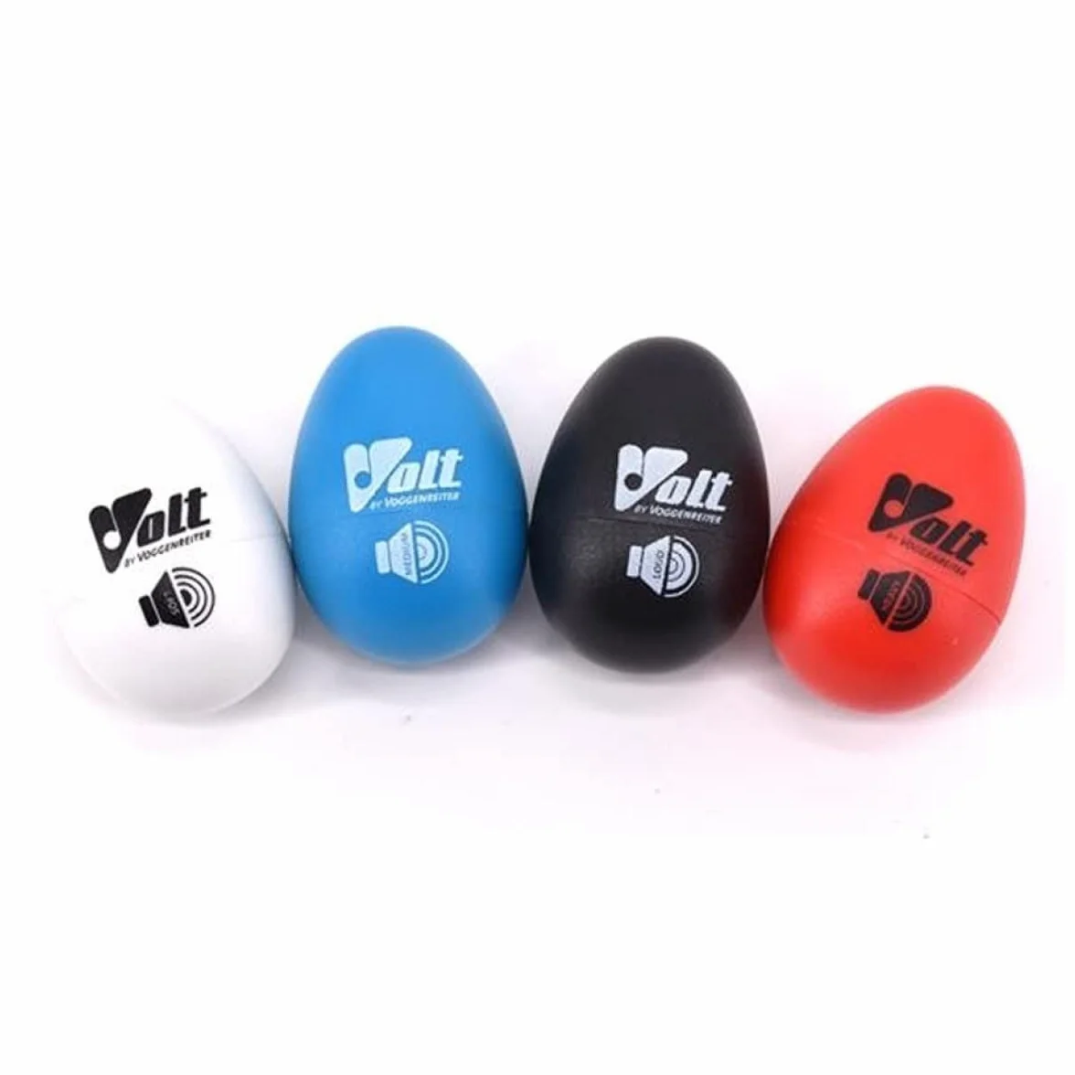 Volt Egg Shaker Set, 1086-4, 4-częściowy zestaw, w wersji soft, medium, loud i heavy, fantastyczny zestaw do shakerów do jajek