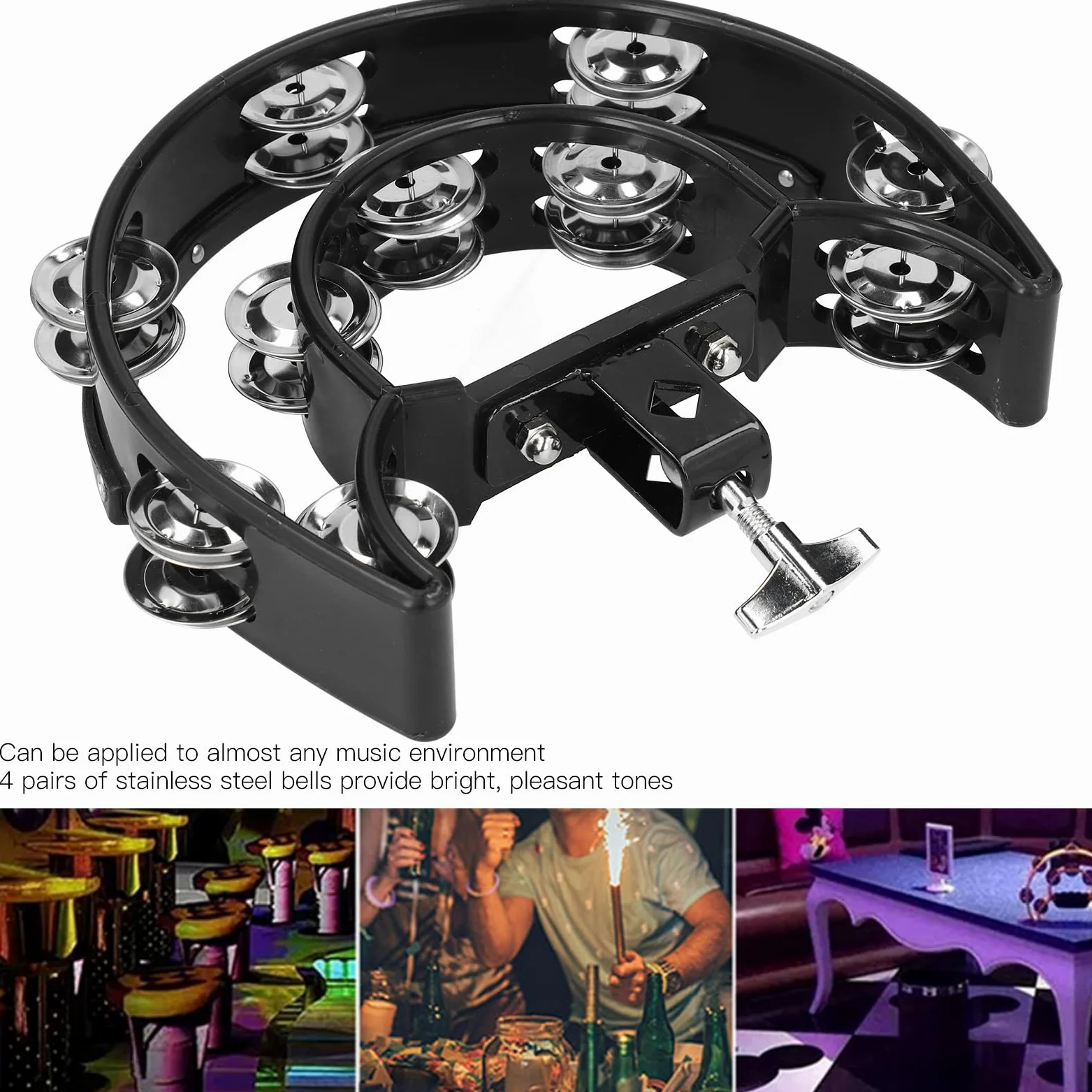 Hi Hat Tamburyn Instrumenty Perkusyjne Hi Hat Tamburyn Zestaw Perkusyjny Wielofunkcyjny Dzwonek Ręczny Grzechotka Luźne Dwurzędowe Dzwonki Ktv Bęben Tamburyn Tamburyny