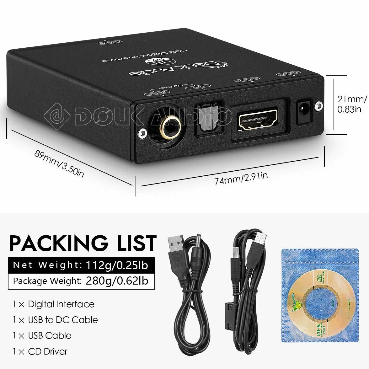 Mini XMOS XU208 cyfrowy interfejs USB na koncentryczny/optyczny/HDMI/12S konwerter cyfrowy DSD256 PCM 32-bitowy 384K adapter audio do DAC/przedwzmacniacza/wzmacniacza