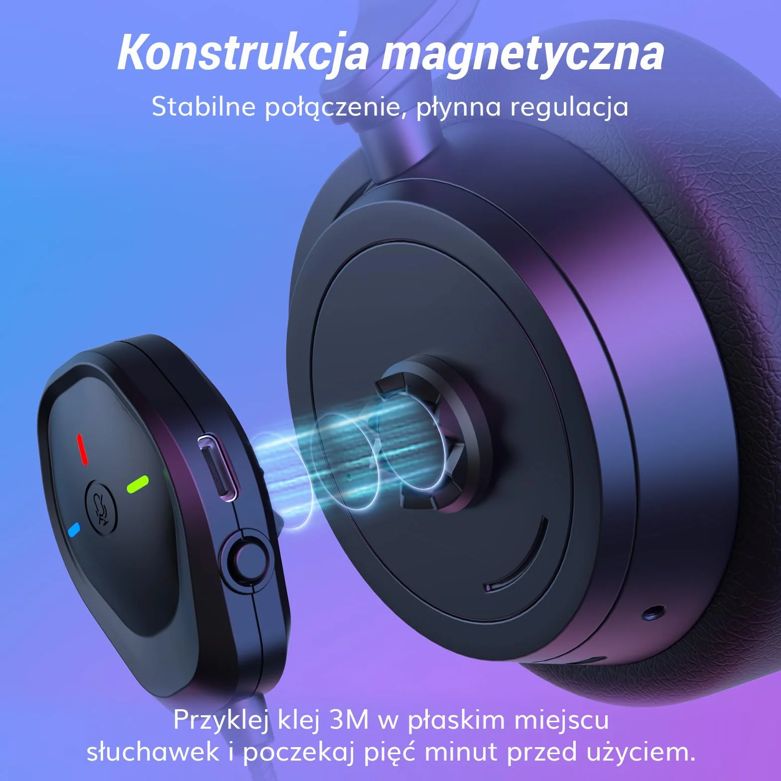 TONOR Bezprzewodowy mikrofon ModMic, dołączany mikrofon na wysięgniku do słuchawek, gamingowy do konsoli, ładowany przez USB, typ C, kompatybilny z XBOX Series X, One, TGX1