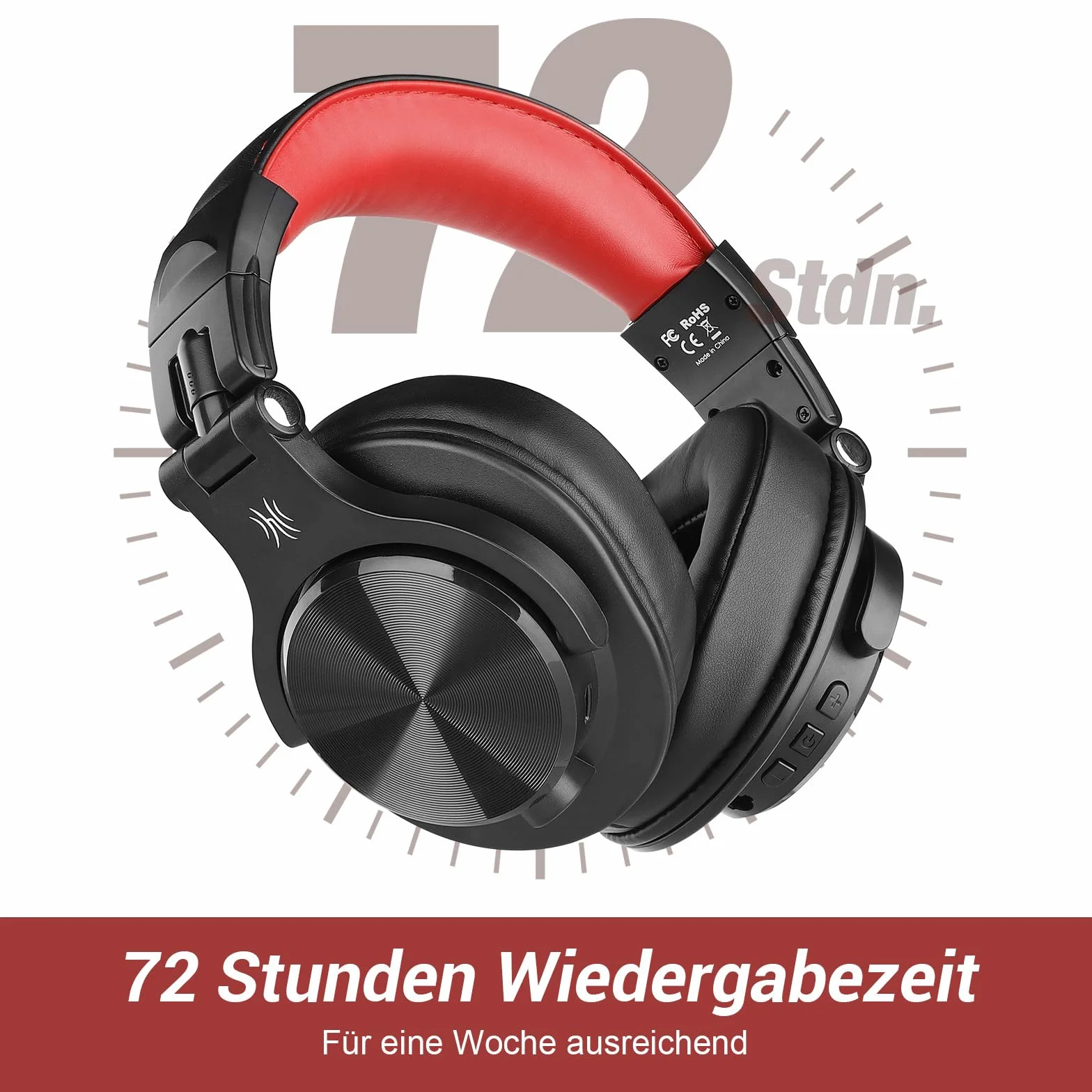 OneOdio A70 Słuchawki Bluetooth Over Ear, przewodowe i bezprzewodowe słuchawki stereofoniczne z mikrofonem, 72 godziny odtwarzania CVC 8,0 Jack 3,5 mm i 6,35 mm, składane słuchawki do DJ do gitary