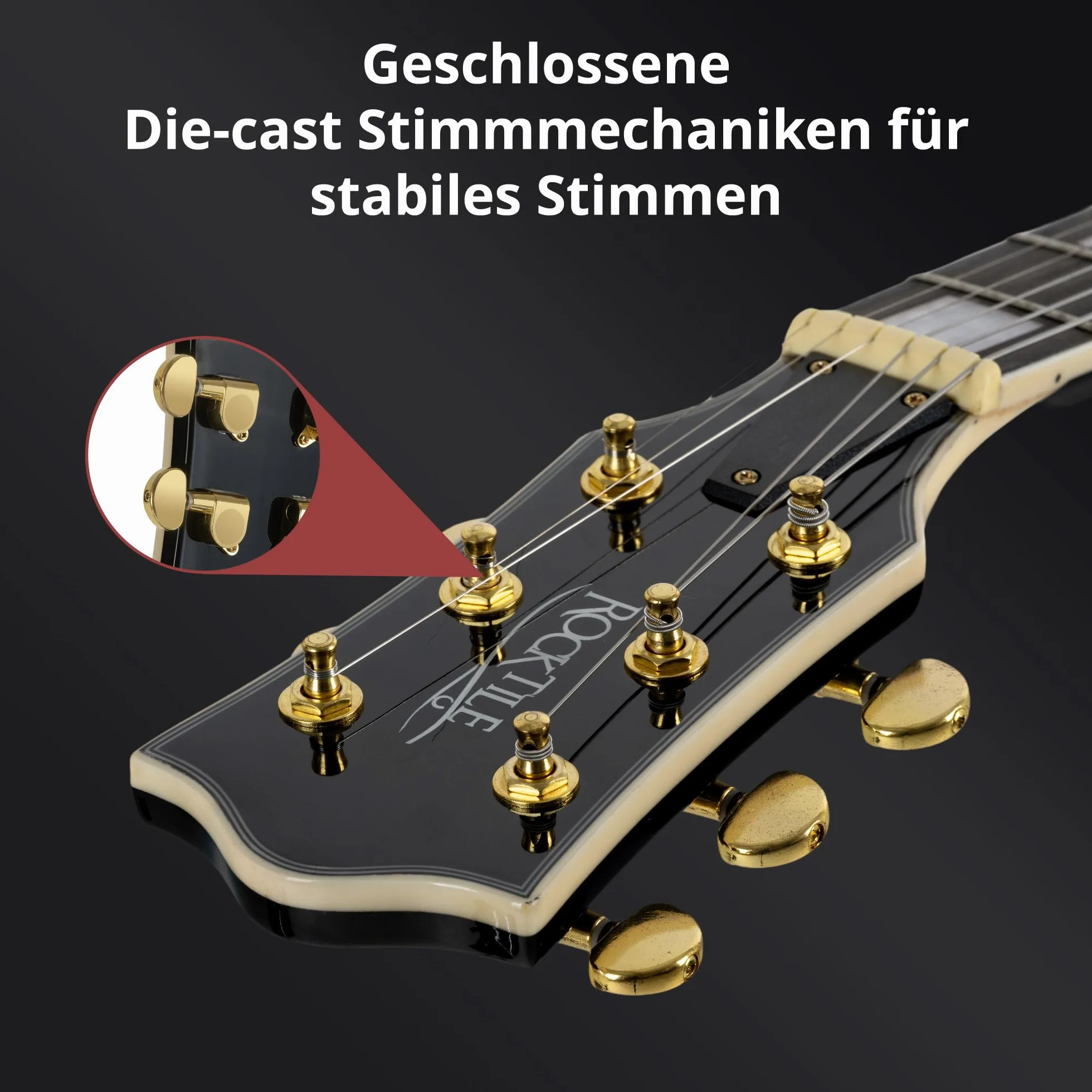 Rocktile Pro L-200BK Deluxe gitara elektryczna czarna z akcesoriami (torba na gitary, kabel, kostki gitarowe, szkoła z CD i DVD, struny gitarowe)