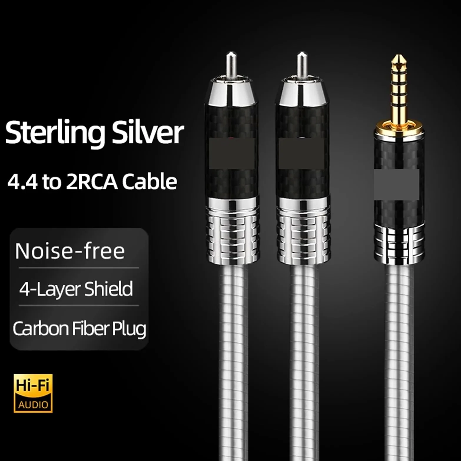 Zbalansowany kabel audio HiFi 4,4 mm na 2 RCA męski srebrny kabel Hi-end 2,5/4,4 mm Jack do 2 RCA do wzmacniacza głośnikowego do słuchawek (kabel 2,5 mm do 2RCA, 5)