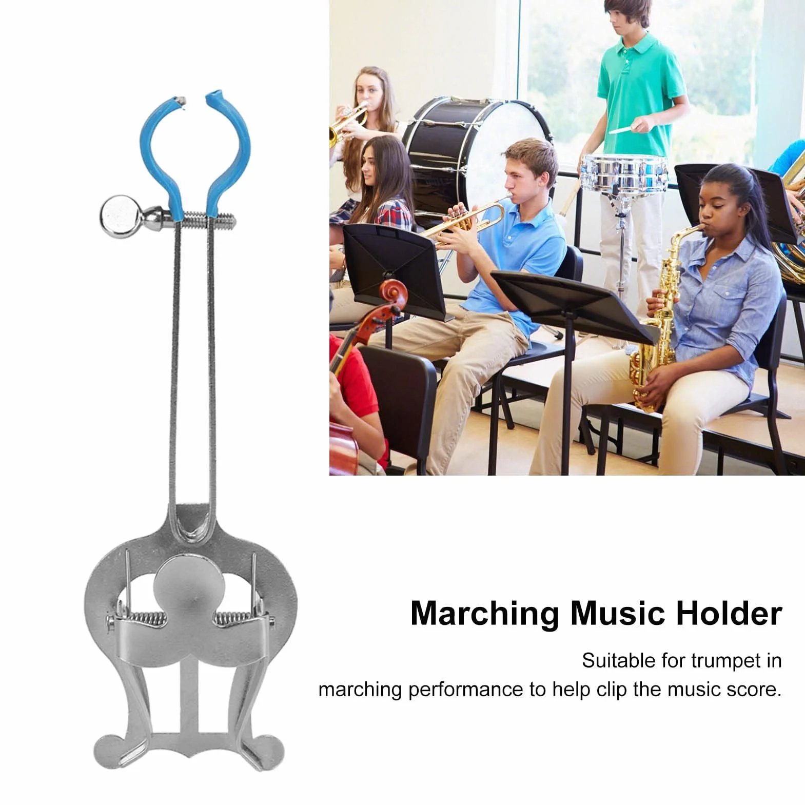 Trąbka Nuty Klip Lyre Music Clamp Stojak Uchwyt Muzyczny Instrument Muzyczny Akcesoria do Trąbki w Marching Iron Silver