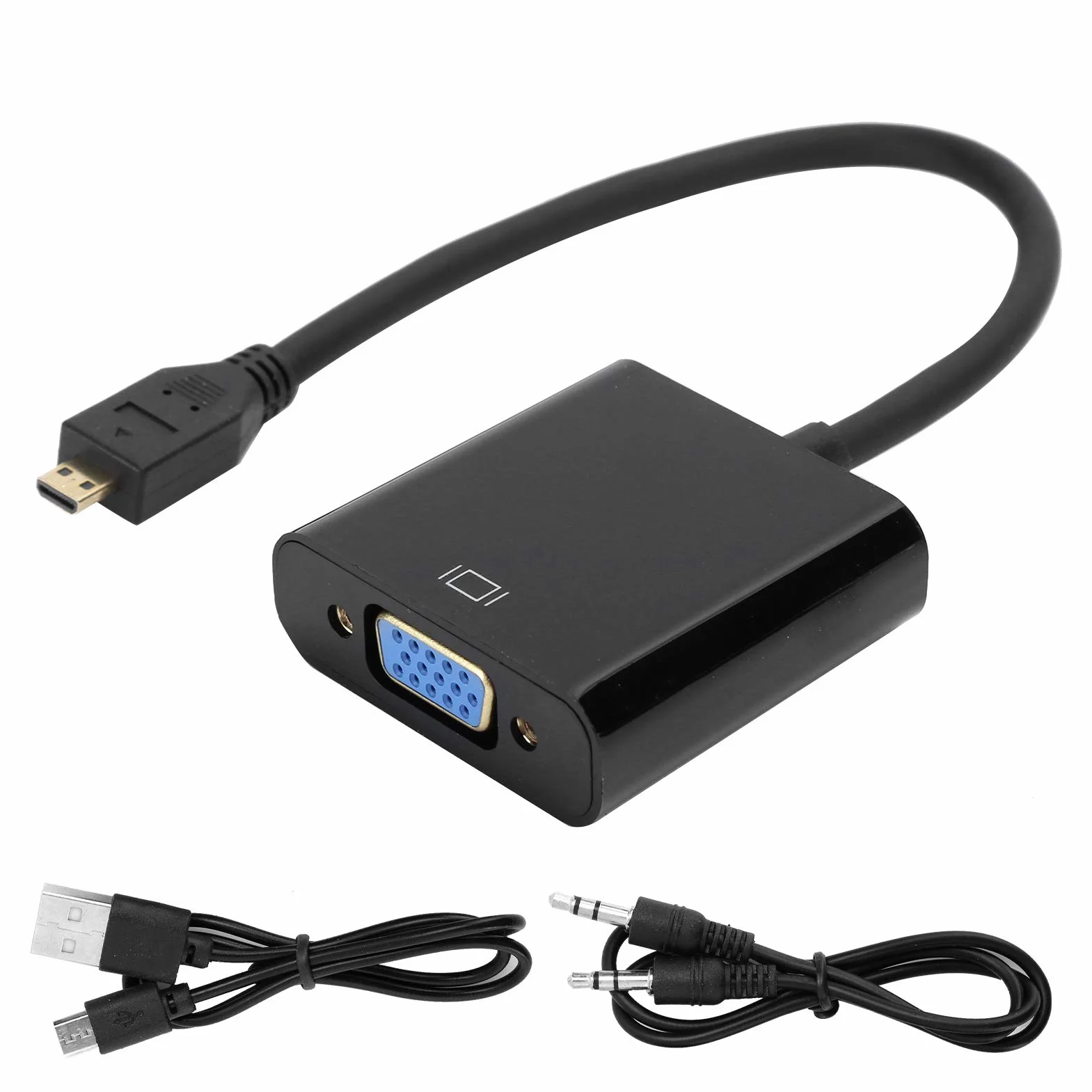 Tbest Adapter Mi na VGA, Raserry Pi Mini na VGA, adapter konwertera wideo Micro HDMI na VGA 1080P do Raserry Pi 4B z funkcją zasilaniaMicro HDMI na VGA