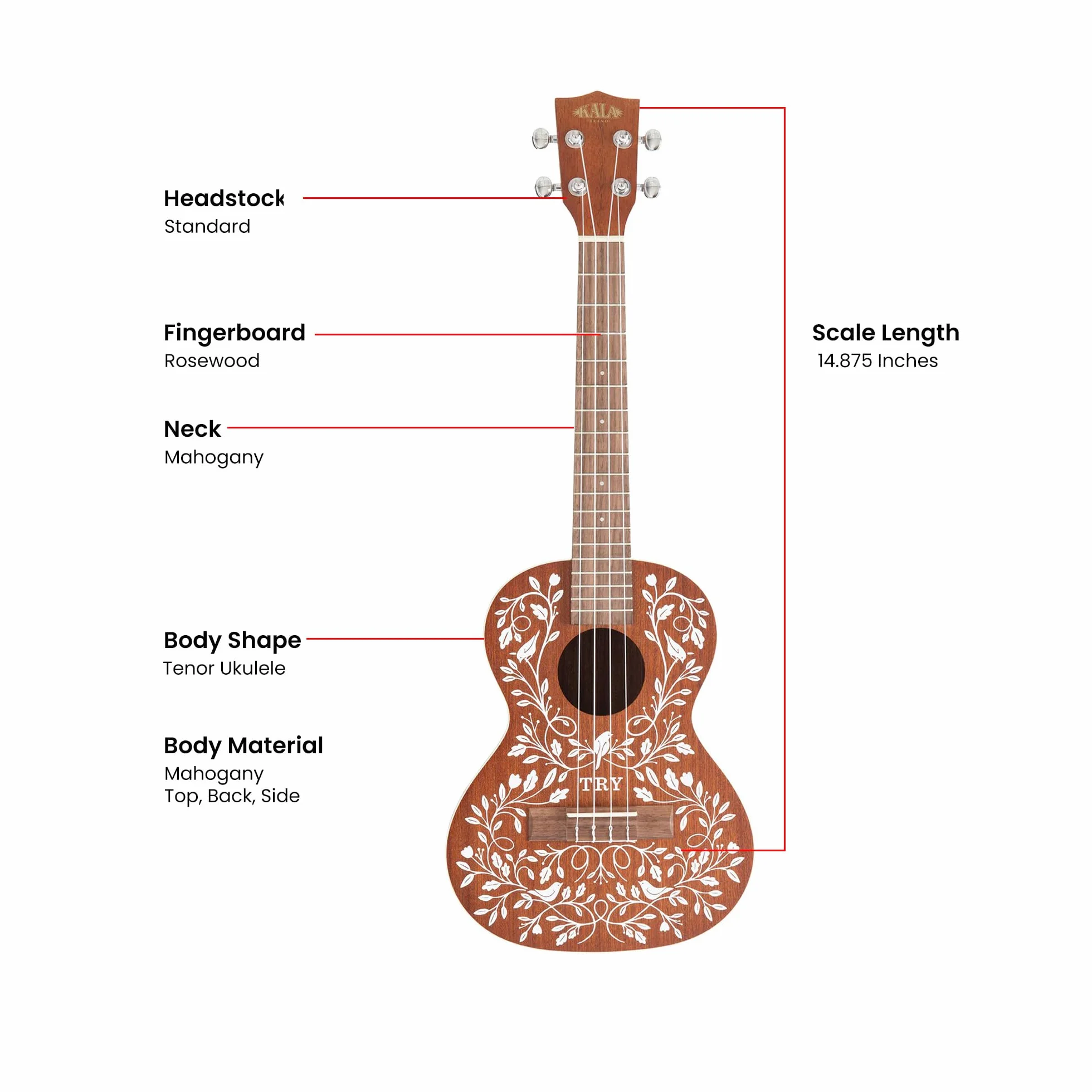 Kala - -LTP-MH - Ukulele tenor Naucz się grać Podpis „Mandy Harvey” - c/cover