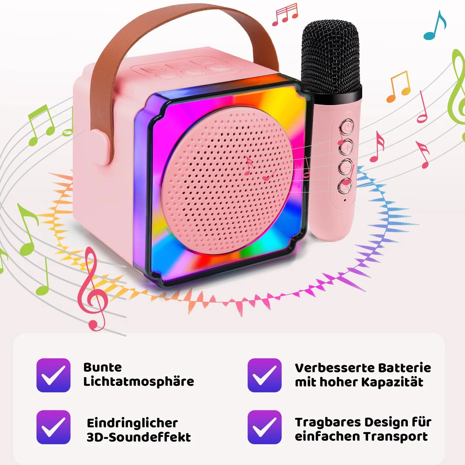 Osikay Prezent dla dziewczynek 4, 5, 6, 7, 8 lat: maszyna do karaoke, zabawka od 3 do 12 lat, prezent dla dziewcząt, 6-7-8-9-10-11 lat, mikrofon z Bluetooth, prezent urodzinowy dla dzieci w wieku 4-6