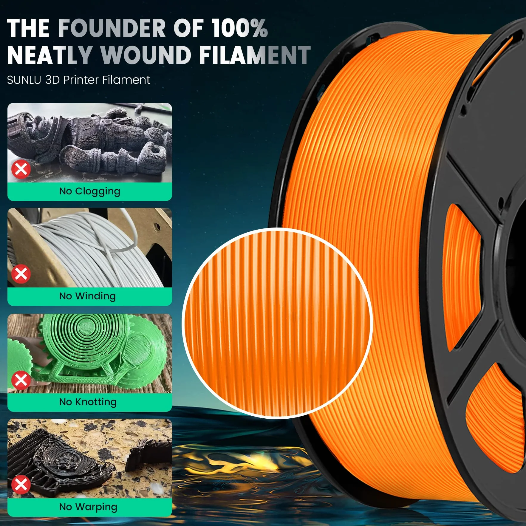SUNLU Filament PLA+ 1,75 mm, zwiększona trwałość i wysoka wytrzymałość, filament do drukarki 3D PLA Plus FDM, szpula 1 kg, PLA + drewno (dąb)