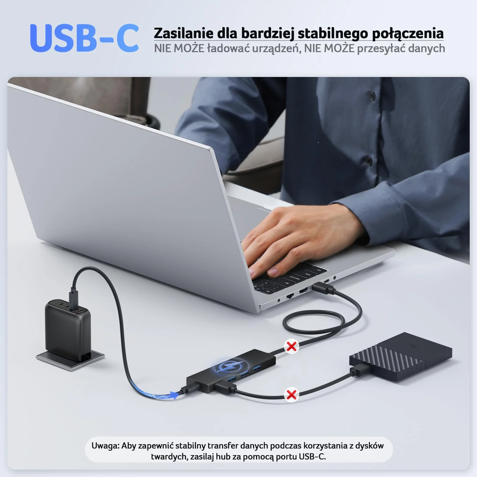 acer USB 3.0 HUB z zasilaczem USB-C, Ultra Slim Multiport Hub 4 Porty do laptopa, komputera, klawiatury, myszy, dysku twardego, MacBook Pro/Air, iMac, Surface Pro, macOS, Windows, Linux itp. - 60cm