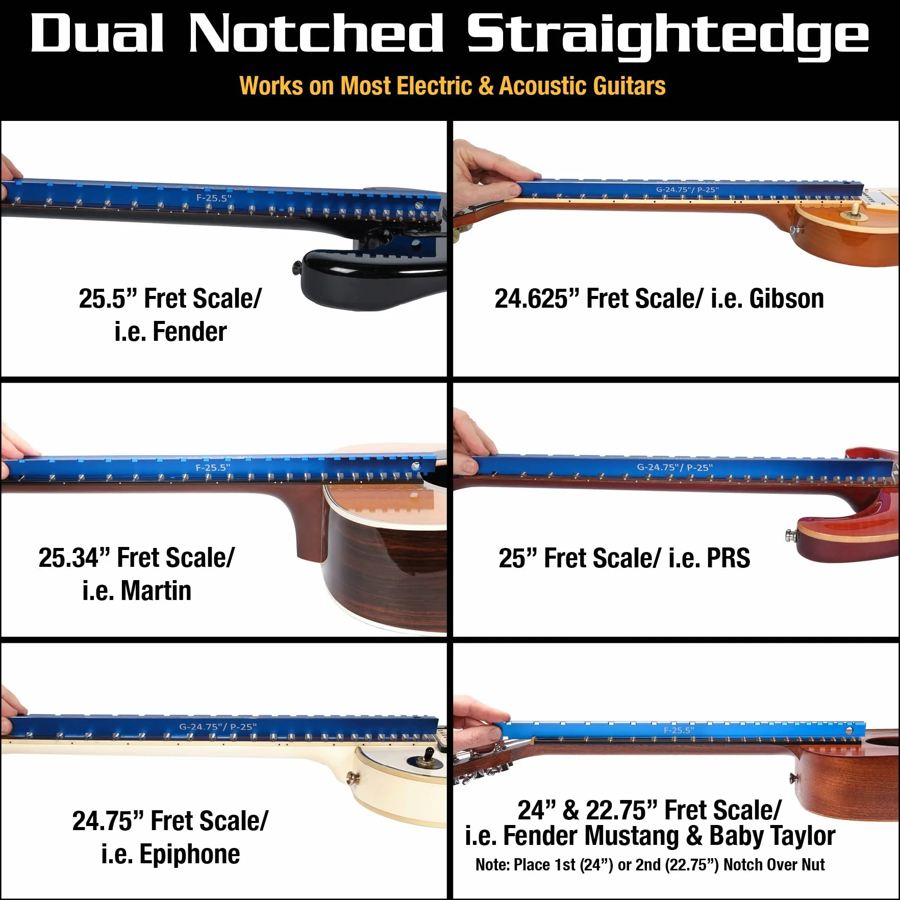 MusicNomad Tri-Beam 3'n 1 Dual Notched Straight Edge & Precision