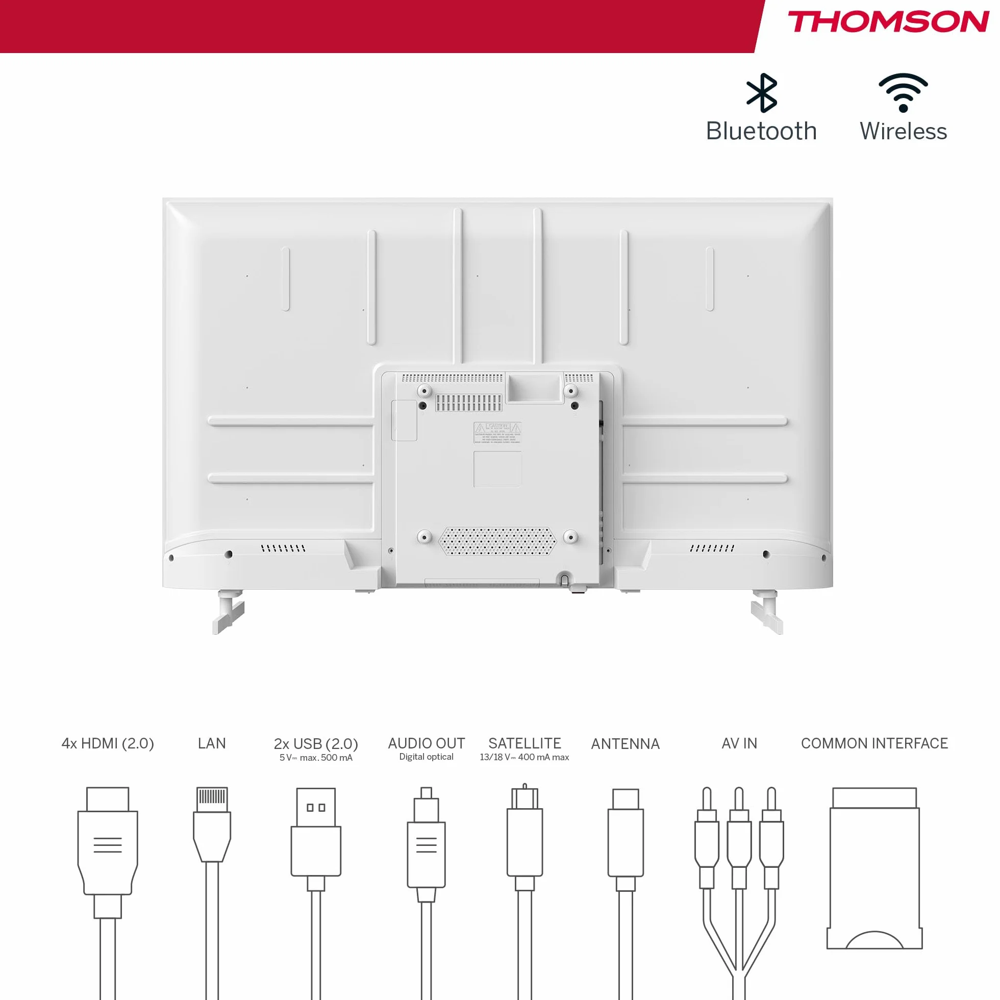 THOMSON 43 calowy (109 cm) 4K Ultra HD Biały Smart Android TV, Google Assistant, Wi-Fi, Dolby Digital, Bluetooth, Triple-Tuner (Kabel/Satelita/Antena), HDMI, CI+, A+ Płyta – 43UA5S13W