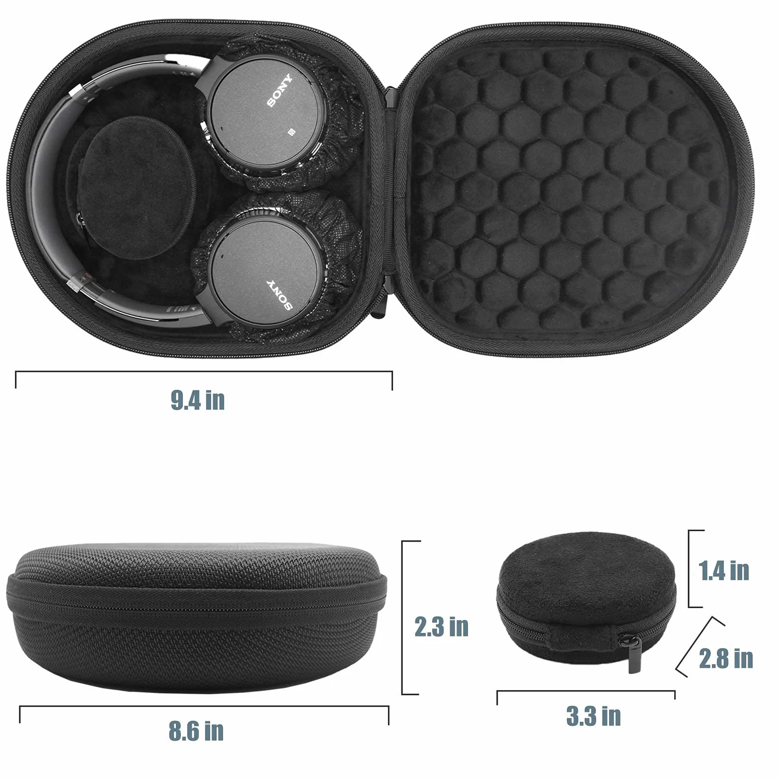 ProCase Etui na słuchawki do Sony WH1000XM5/ WH1000XM4/ WHXB910N/ WHCH710N/ WHXB900N/ Bose 700/ QC35 II zestaw słuchawkowy torba podróżna na bezprzewodowe słuchawki z redukcją szumów, twarda obudowa - czarna