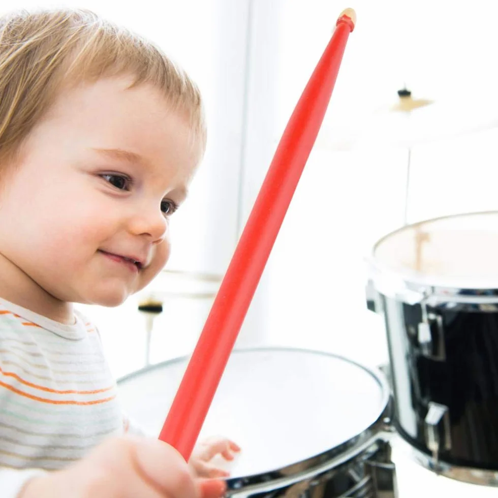 Alomejor Pałki perkusyjne 5A pałeczki perkusyjne lekkie trwałe klonowe pałeczki perkusyjne akcesoria do instrumentów muzycznych dla dzieci młodzieży, Czerwony
