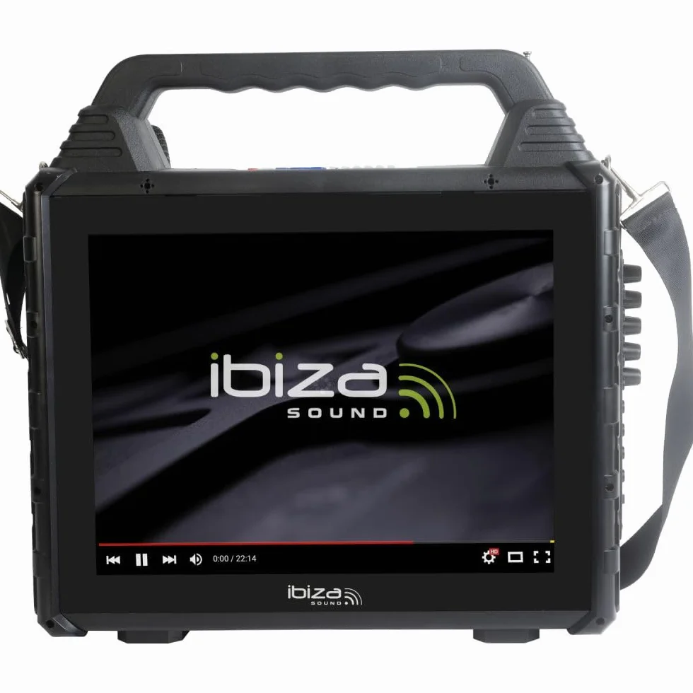 Ibiza KARAVISION Przenośny głośnik Karaoke z ekranem i 2x VHF Mics