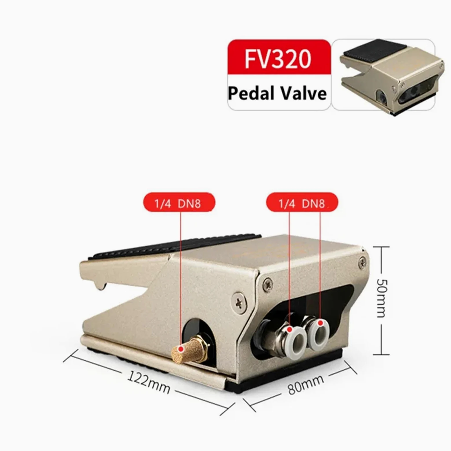 Przełącznik nożny Pneumatyczny zawór nożny 4F210-08L/4F210-08G Zawór przełącznika nożnego pedału FV320 Zawór sterujący Zawór odwracający 1 szt.(6mm joint)