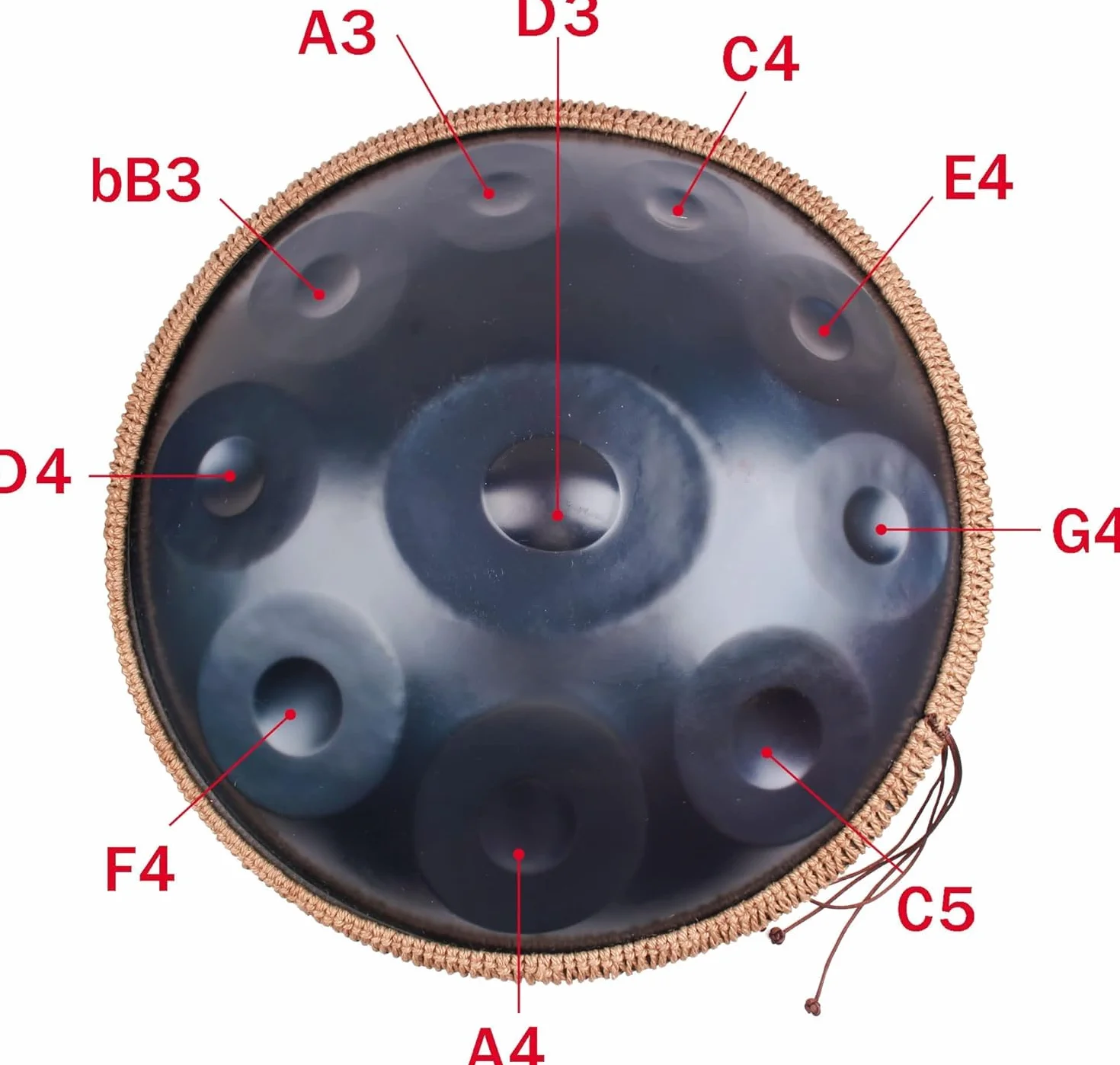 Handpan 432 Hz stalowa bębenka 10 dźwięków 56 cm D-moll z torbą i uchwytem do terapii dźwiękiem medytacji