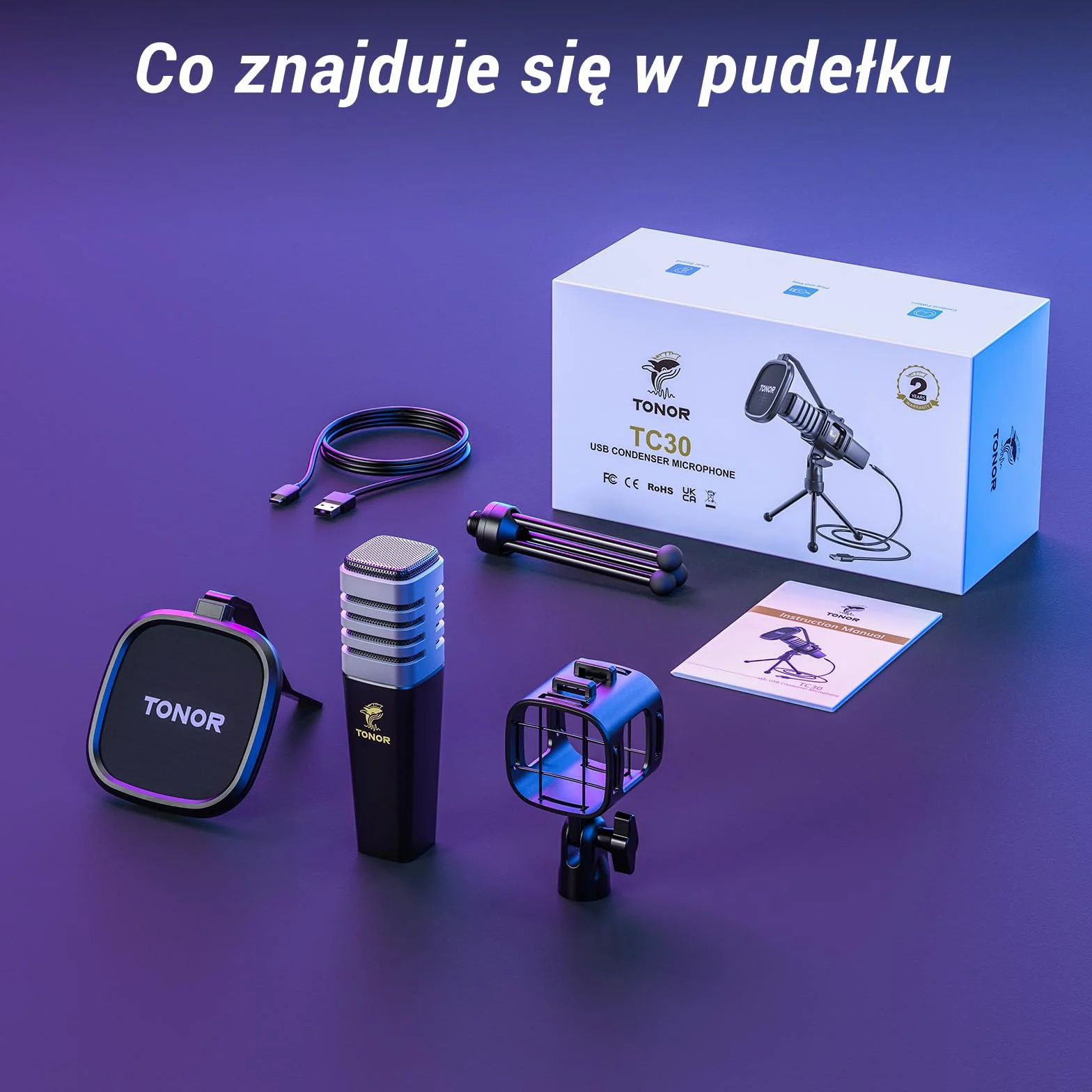 TONOR Dynamiczny Mikrofon Wokalny do Śpiewu, Ręczny Przewodowy Mikrofon do Karaoke, Kardioidalny Mikrofon Studyjny z Kablem XLR o Długości 4.5M, Odpowiedni do Głośników, Mowy i Aktywności