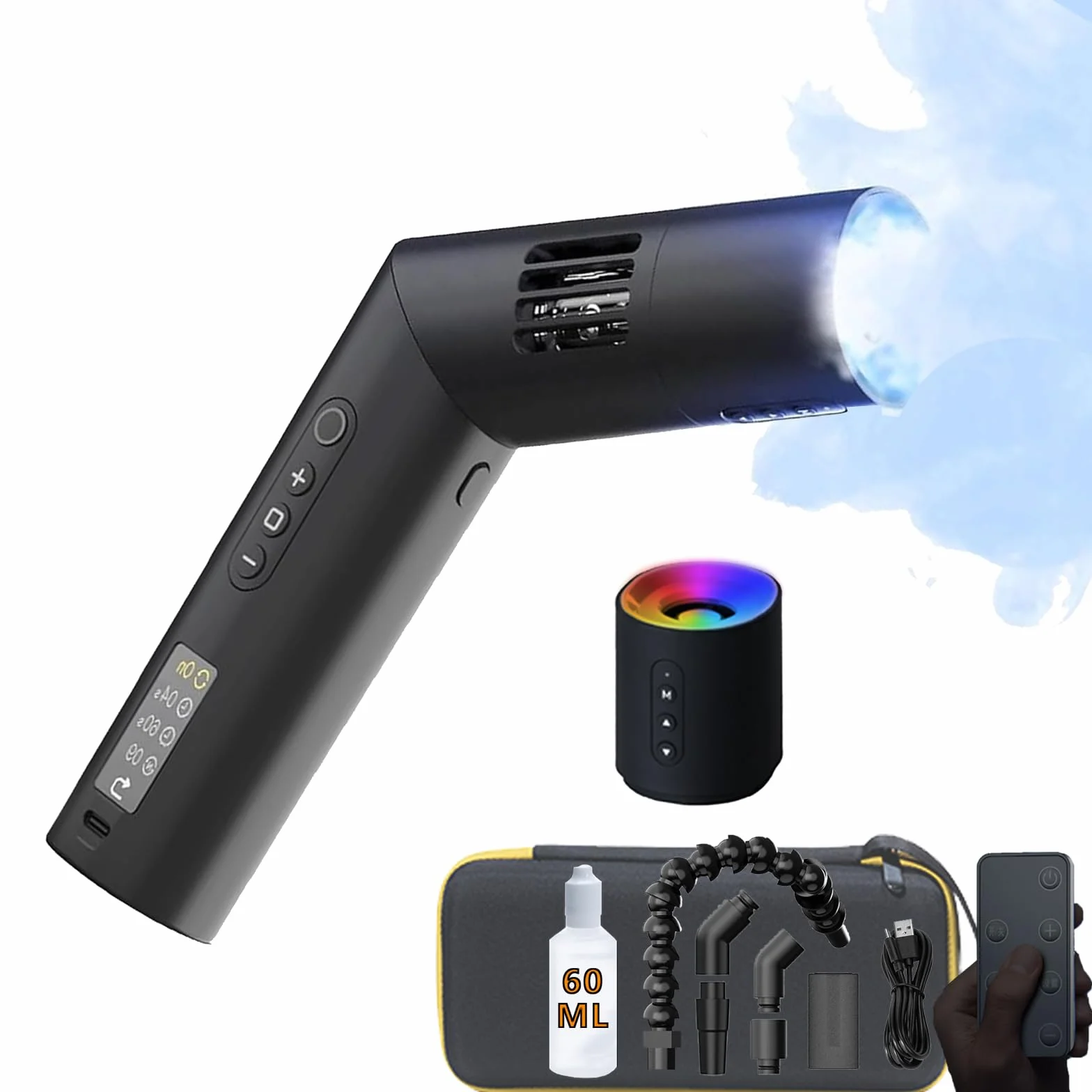 Colbor cf5 Mini 40W LED RGB maszyna do dymu przenośna maszyna do mgły z bezprzewodowym zdalnym sterowaniem, składany uchwyt. Może być używany do fotografii, ślubu, imprezy, DJ Halloween (czarny)
