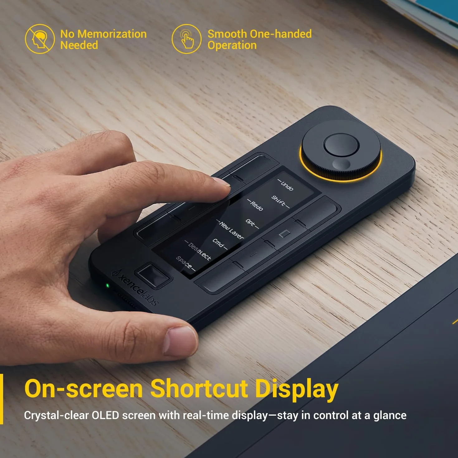 XENCELABS Quick Keys, pilot z 40 konfigurowalnymi klawiszami skrótów, programowalna jedną ręką klawiatura skrótów z wyświetlaczem OLED, bezprzewodowy kontroler klawiszowy do wyświetlacza tabletu do rysowania/pióra, czarny
