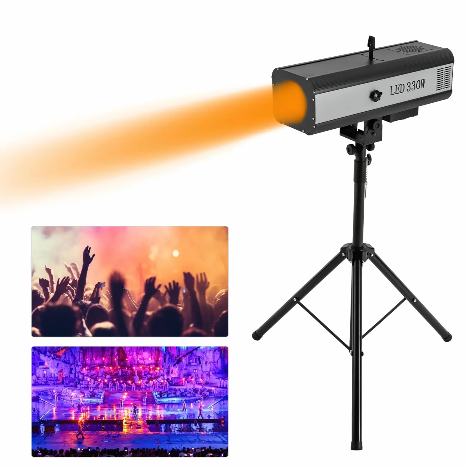 Oświetlenie sceniczne LED, oświetlenie sceniczne, światło imprezowe ze statywem 330 W, reflektor do teatru, na wesele, DJ, pokazy, 6 kolorów, 3200 K, 5600 K, 6000 K, bezstopniowy efekt świetlny, IP20