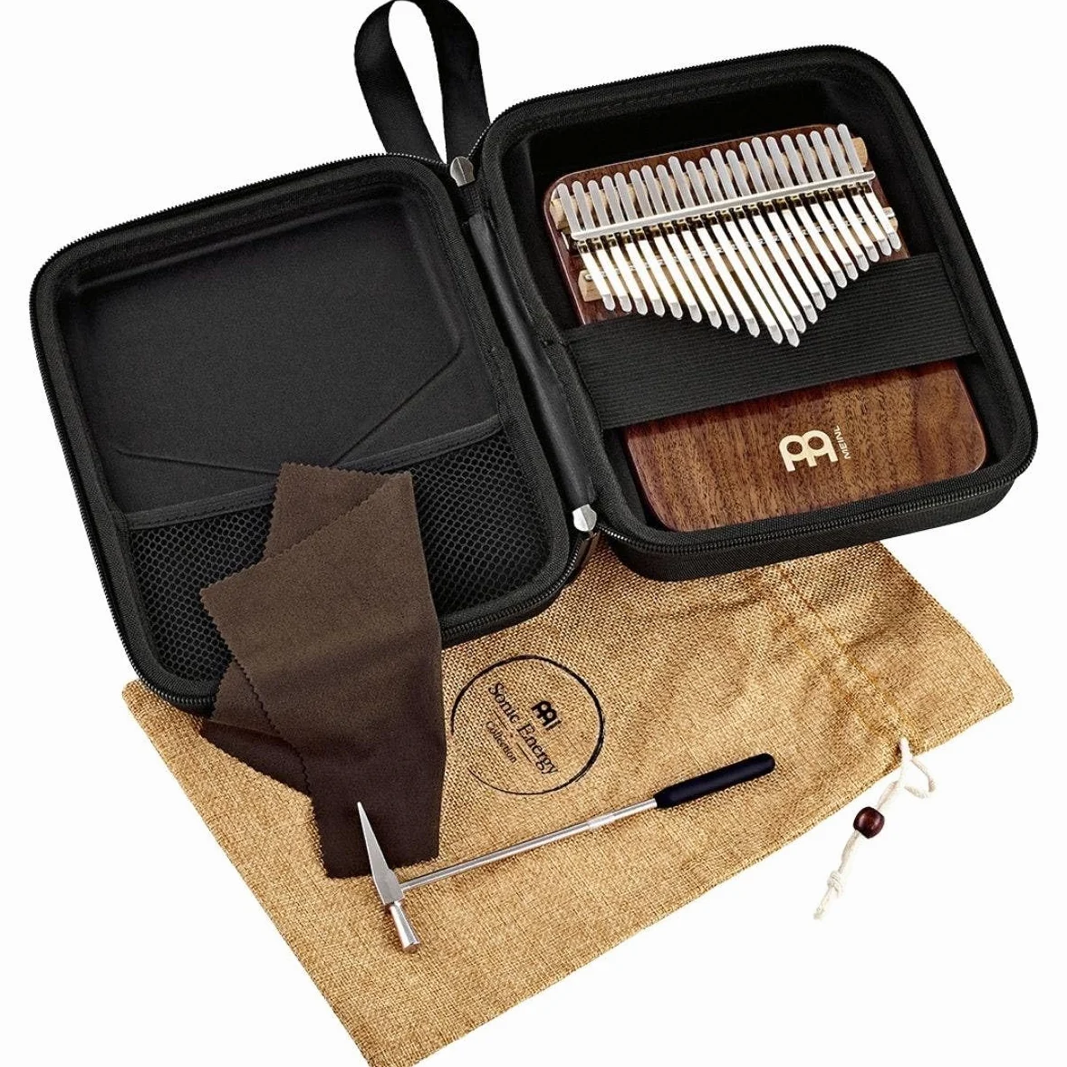 Kalimba Sonic Energy Lite Drewno – 21 Dźwięków w Tonacji C-dur – do Medytacji, Sekcji Perkusyjnej i Jogi – Czarny Orzech Włoski – z Akcesoriami (KL2101S)