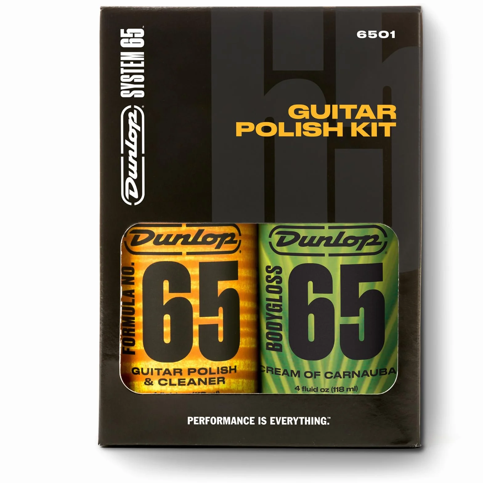 JIM DUNLOP Zestaw do polerowania gitary 6501 System 65, do czyszczenia korpusu gitary elektrycznej i akustycznej, zawiera 2 produkty Formula65 i 2 ściereczki z mikrofibry