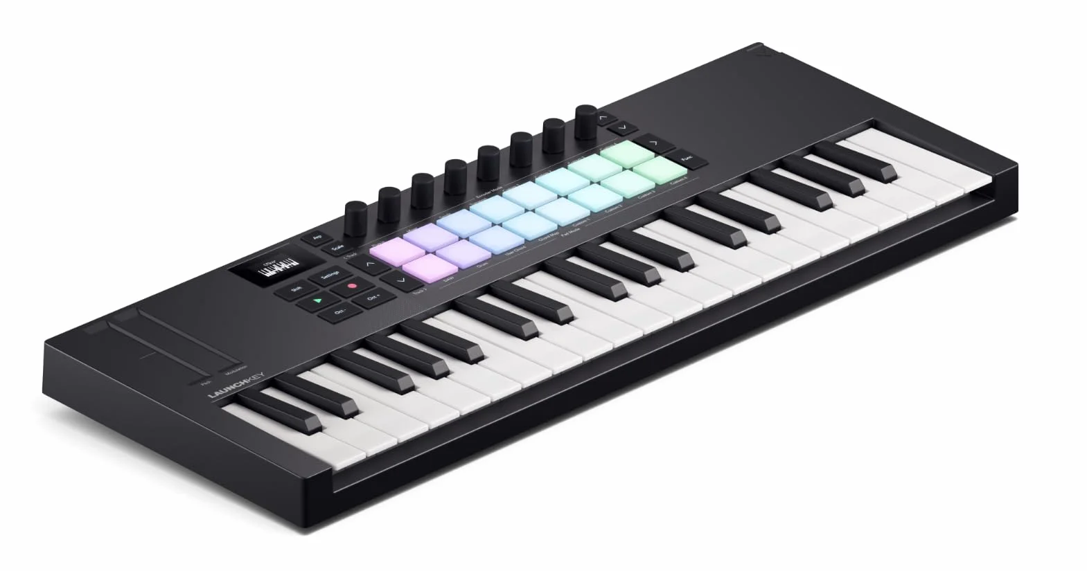 Novation Launchkey Mini 37 [MK4] — Przenośny kontroler klawiatury MIDI, 37 klawiszy, USB i integracja z DAW. Tryb akordów i skali, pady perkusyjne, arpeggiator i oprogramowanie do tworzenia muzyki