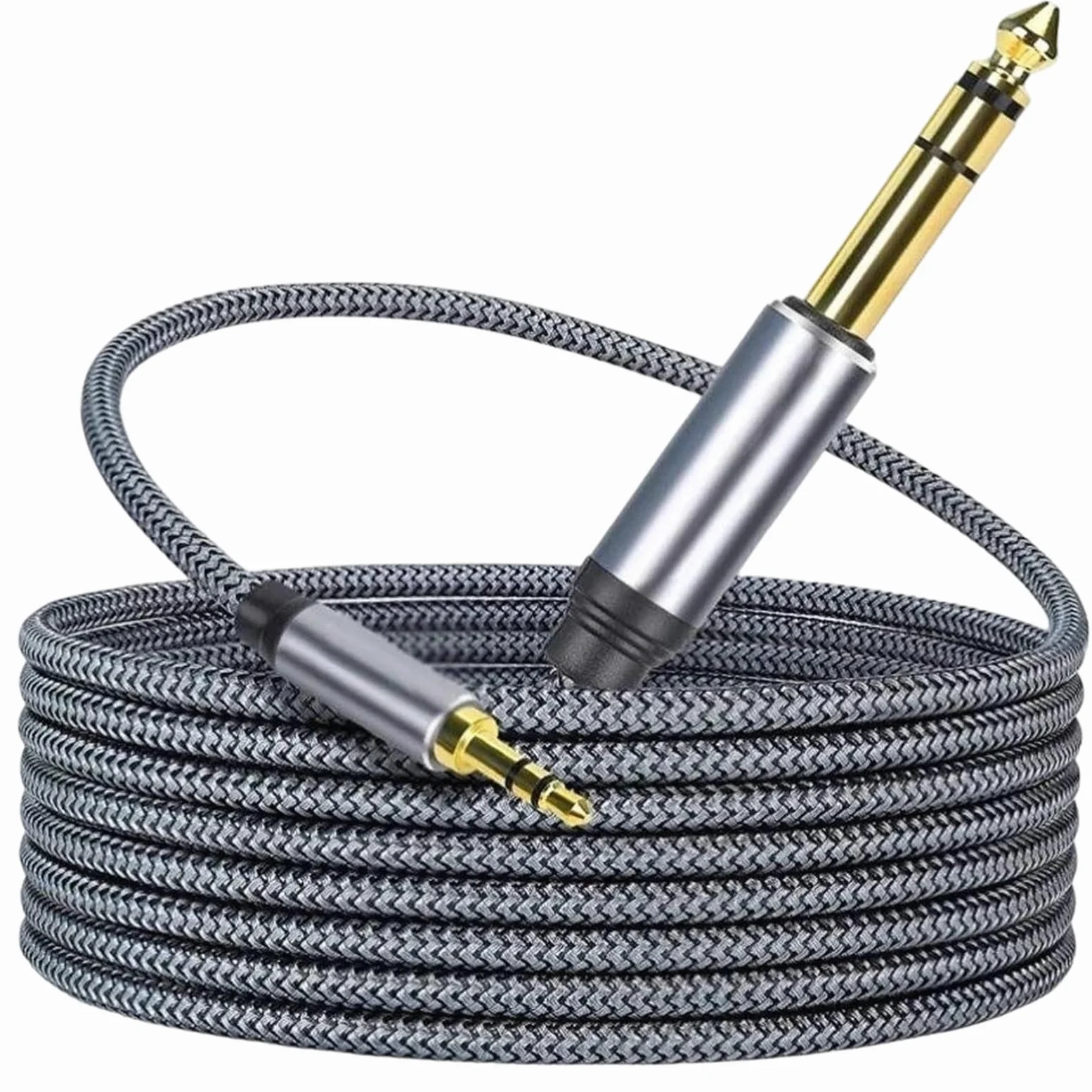 Adapter 3,5mm Do 6,35mm Kabel Aux Do Wzmacniacza Miksującego Głośnik Odtwarzacza Pozłacany Trwały | Kabel gitarowy (15 m)