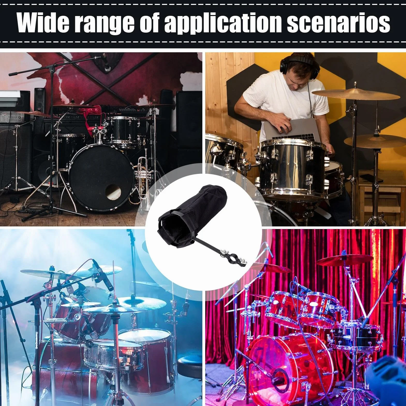 Drumstick Bag, Drumstick Holder, Large Capacity Organizer Pouch, 14x25cm with Clamp-On Lockable Strap for Kids Adults Airplane Field Hockey Marching Percussion