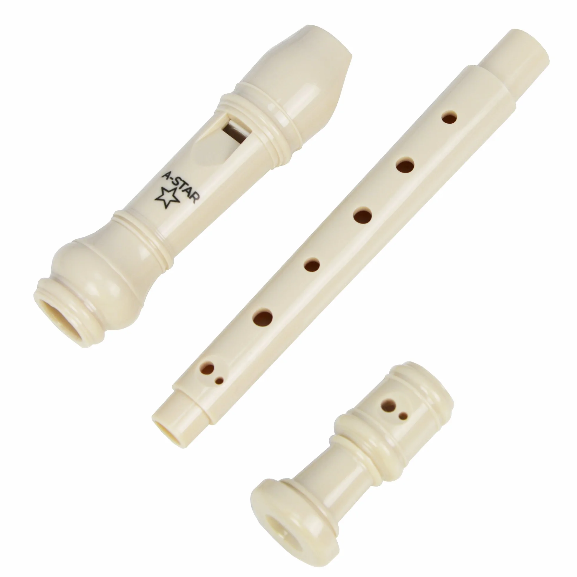 A-Star Sopran/Descant School Recorder Instrument, angielski/barokowy palcowanie-klucz C z wykresem do nauki, torbą, prętem do czyszczenia-beżowy