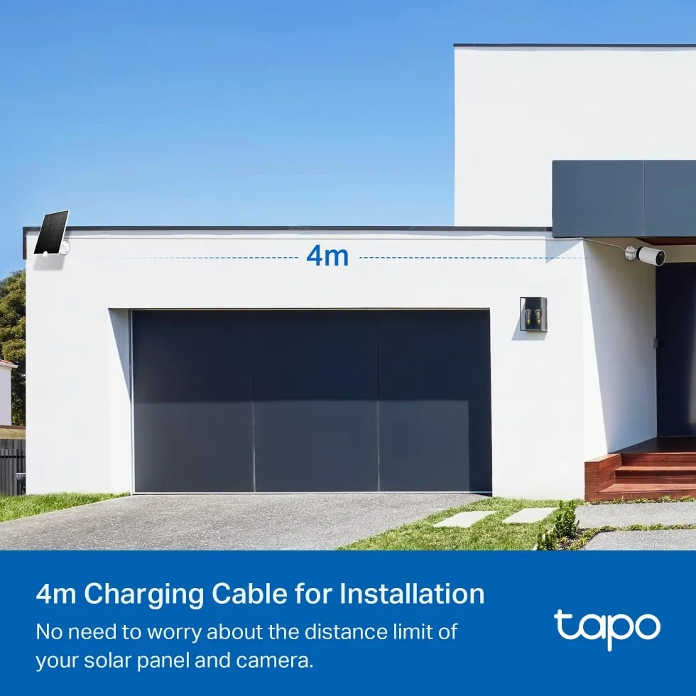 TP-Link Tapo A200 | Panel solarny do kamer Tapo | Kompatybilny z C420, C425, D230S1 i innymi modelami bateryjnymi | Ładowanie bezprzewodowe | Kabel 4 m w zestawie | Montaż zewnętrzny IP65