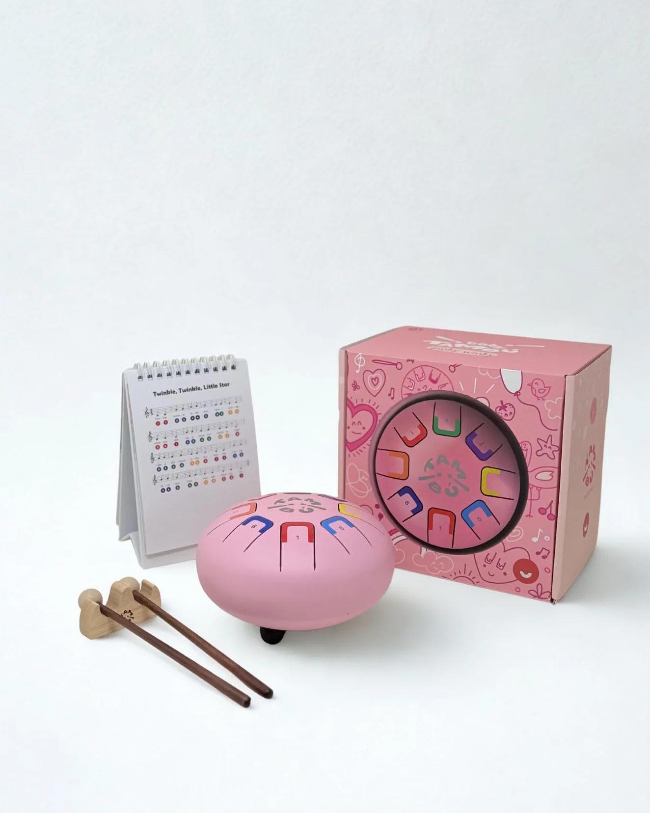 BABY TAMBU Stalowy bęben językowy 6 cali (15 cm) bęben metalowy z językami 8 notatek instrument perkusyjny (różowy - różowo-winky)