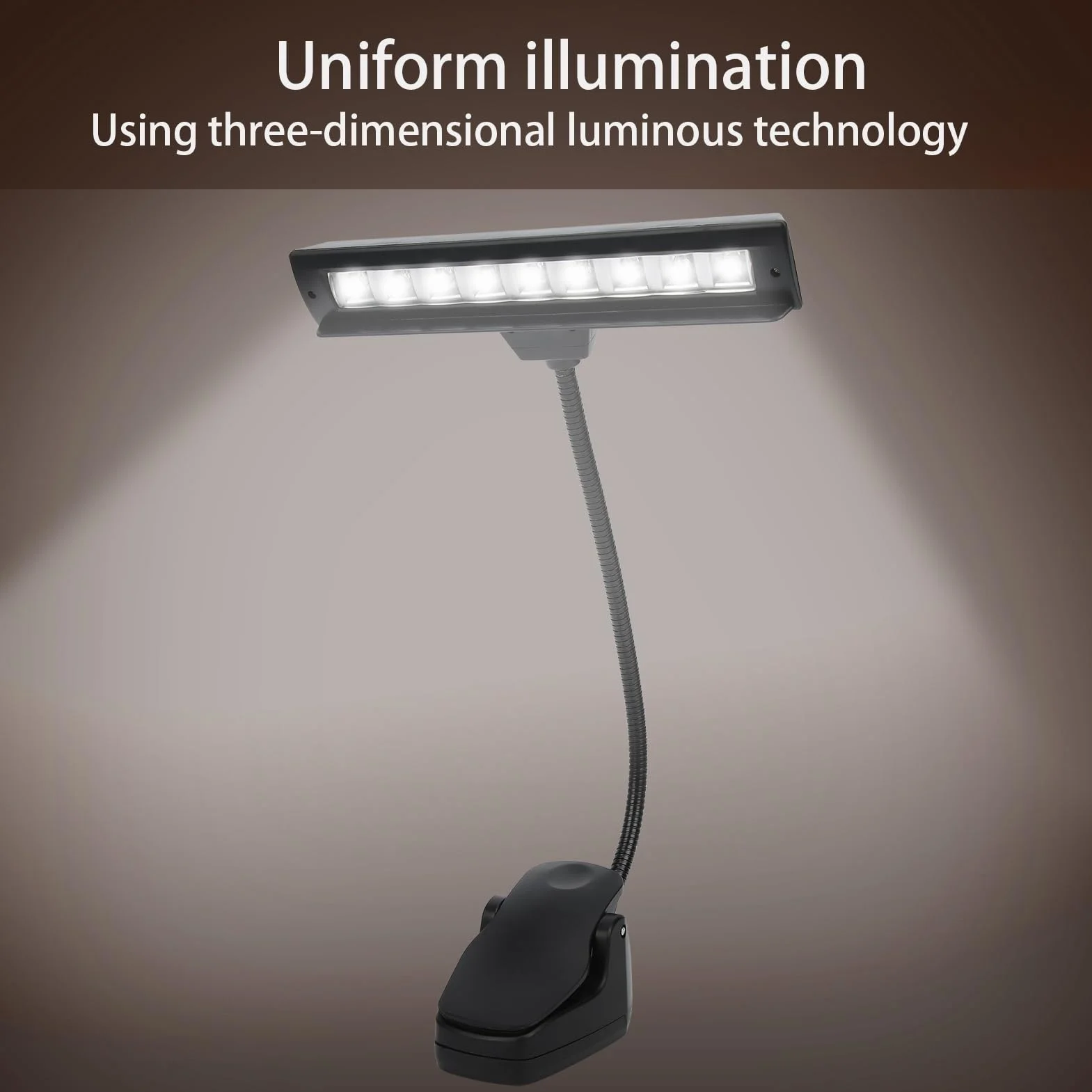 Lampka Na Stojak Na Nuty LED, 16,7 X 8,5 X 2 Cale Baterie USB Z Regulacją 2 Jasności Klips Na Lampkę Na Stojak Na Nuty do Stojaków Muzycznych, Zagłówków, Pianin, Biurek