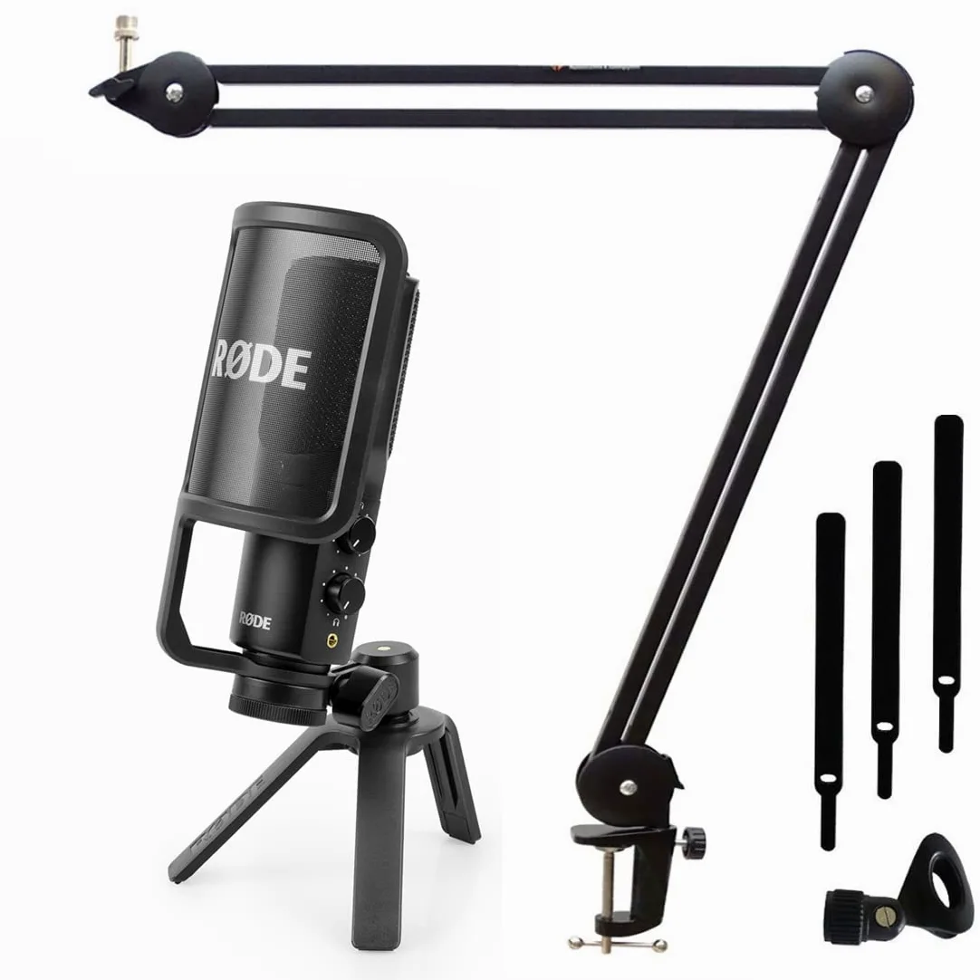 Rode NT-USB+ mikrofon kondensatorowy USB + ramię przegubowe Keepdrum MS138