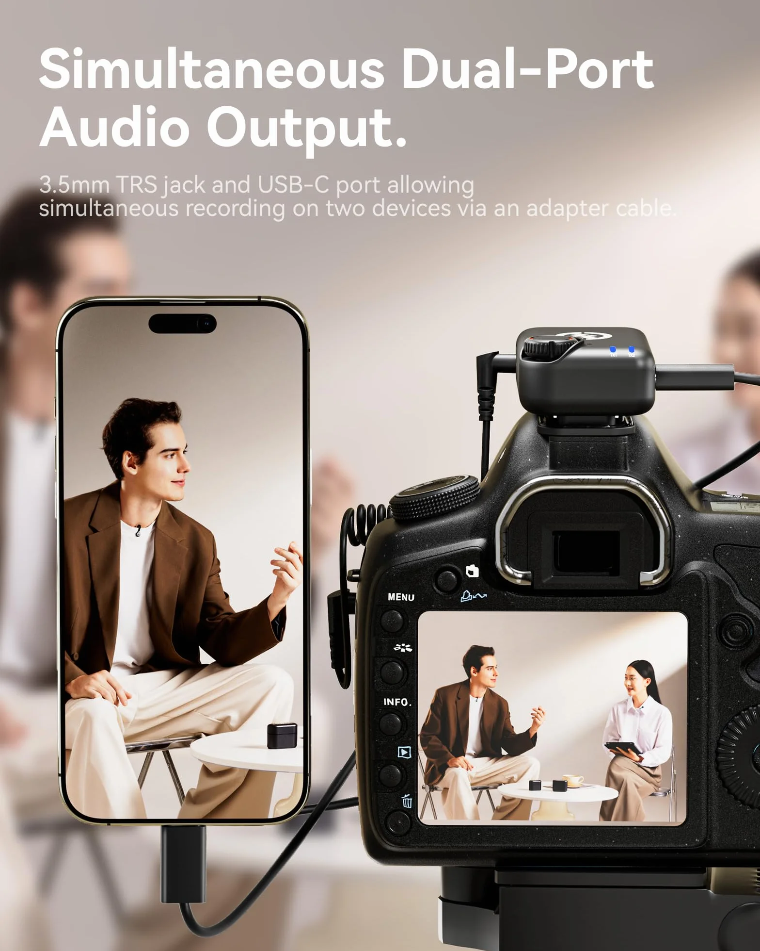 Hollyland Lark M2S Combo (kamera RX+USB-C RX+kabel Lightning) bezprzewodowy mikrofon krawatowy do iPhone'a/kamery/Androida/PC, tytanowy klips, redukcja szumów, 30 godzin użytkowania, vlog, wywiad