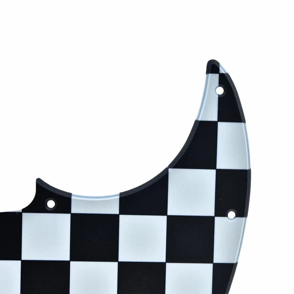 KAISH 4-strunowy J basowy Pickguard Bass Pick Guard Scratch Plate for Jazz J Bass Made in USA/Mexico Black/White Grid