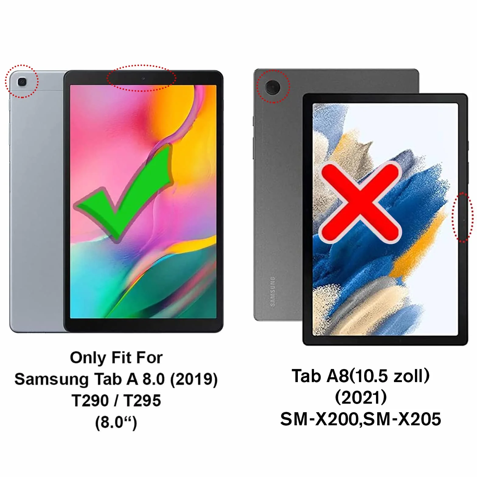 Etui na tablet Samsung Galaxy Tab A 8.0 2019 (SM-T290 / SM-T295) z folią ochronną i rysikiem - ultra cienkie z funkcją stojaka Flip Cover etui ze skóry PU (fioletowe)