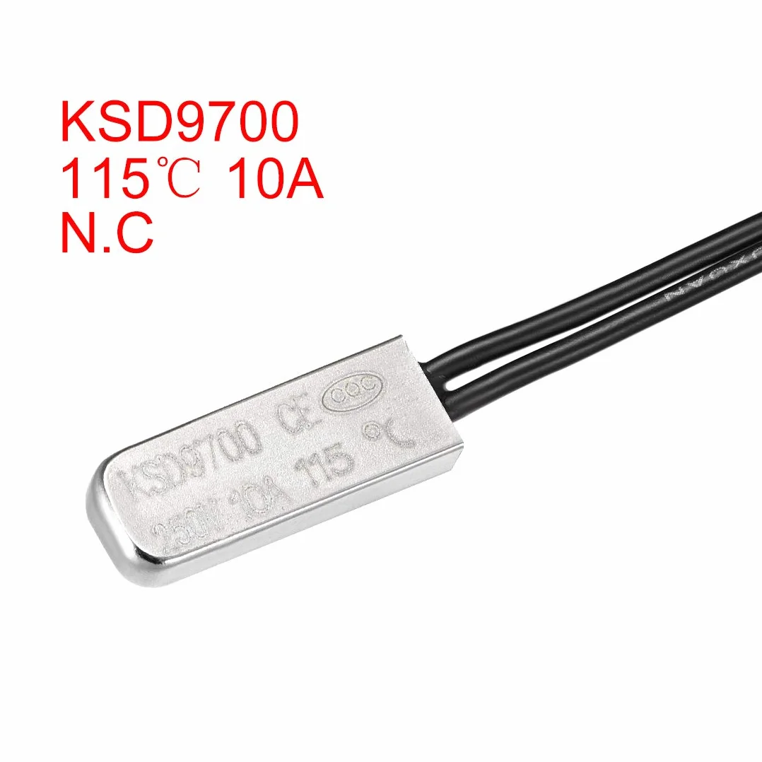 sourcing map 2 szt. KSD9700 termostat 115 ℃ N.C 10 A metal bimetaliczny przełącznik temperatury