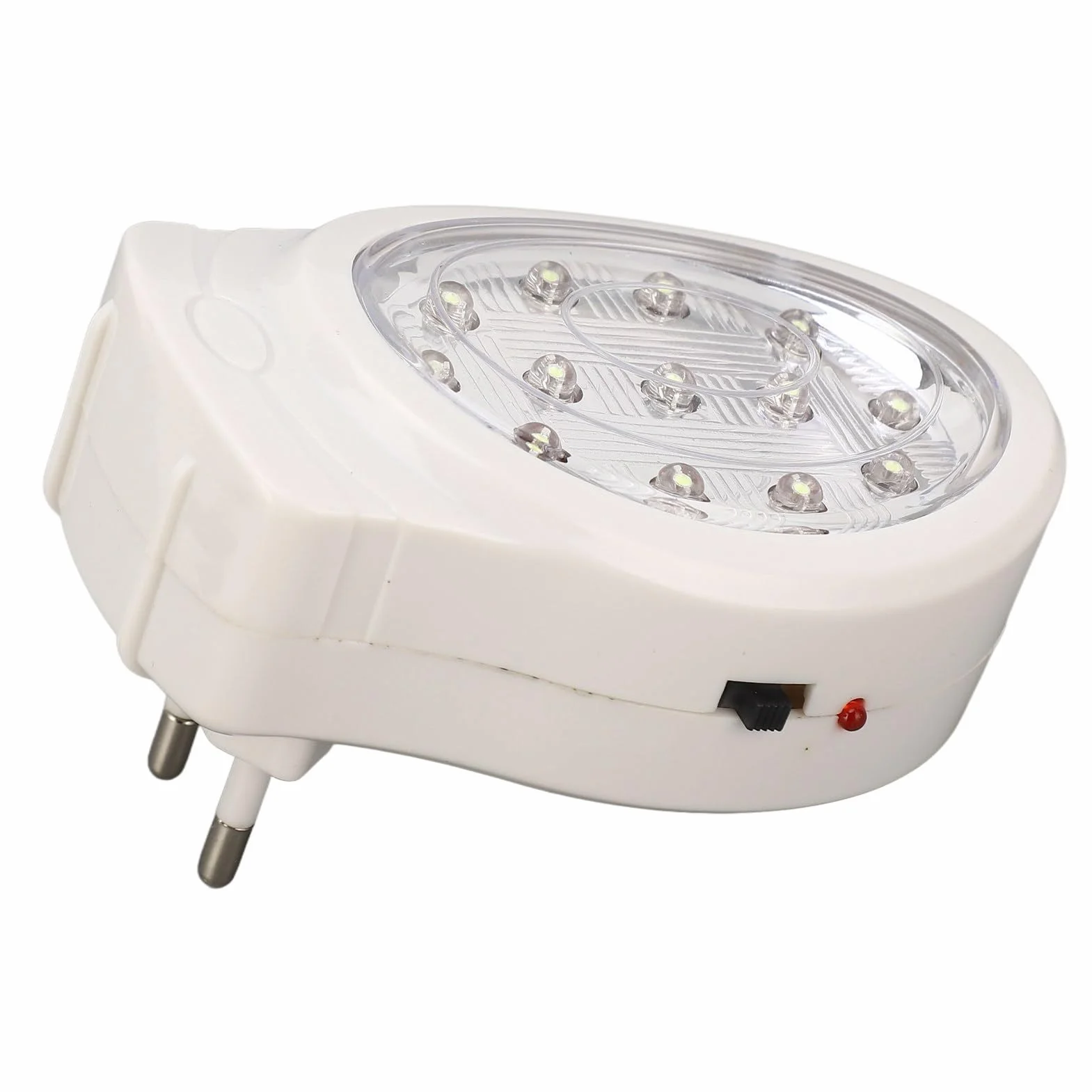 AC110‑240V Awaryjna LED ABS 2W Zimna Biel 2 Biegi Lampka Awarii Zasilania Możliwość ładowania Podłącz lampkę Awarii Zasilania (Wtyczka UE)