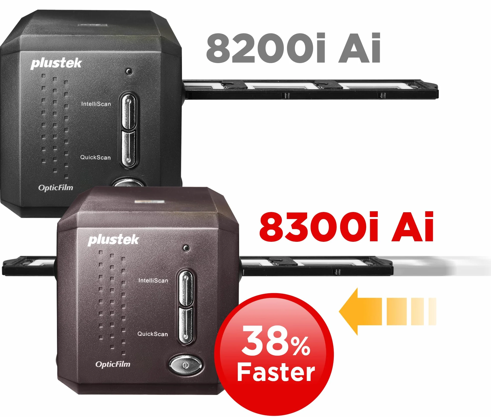 Plustek OpticFilm 8300i Skaner folii Ai konwertuje 35 mm, wsuwa się w cyfrowy, pakiet SilverFast Ai Studio 9 + QuickScan Plus, zawiera cel kalibracji IT8 (3 slajdy)