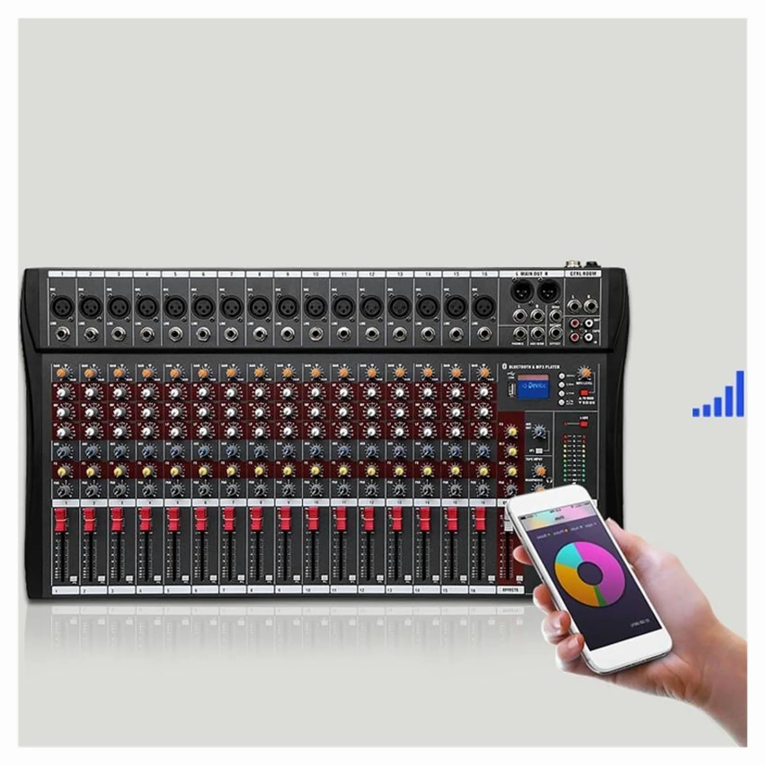 Mikser audio, 16 kanałów profesjonalne studio mikser USB DJ konsola miksująca dźwięk Phantom Powers wzmacniacz monitora do gitar, basu, klawiatur