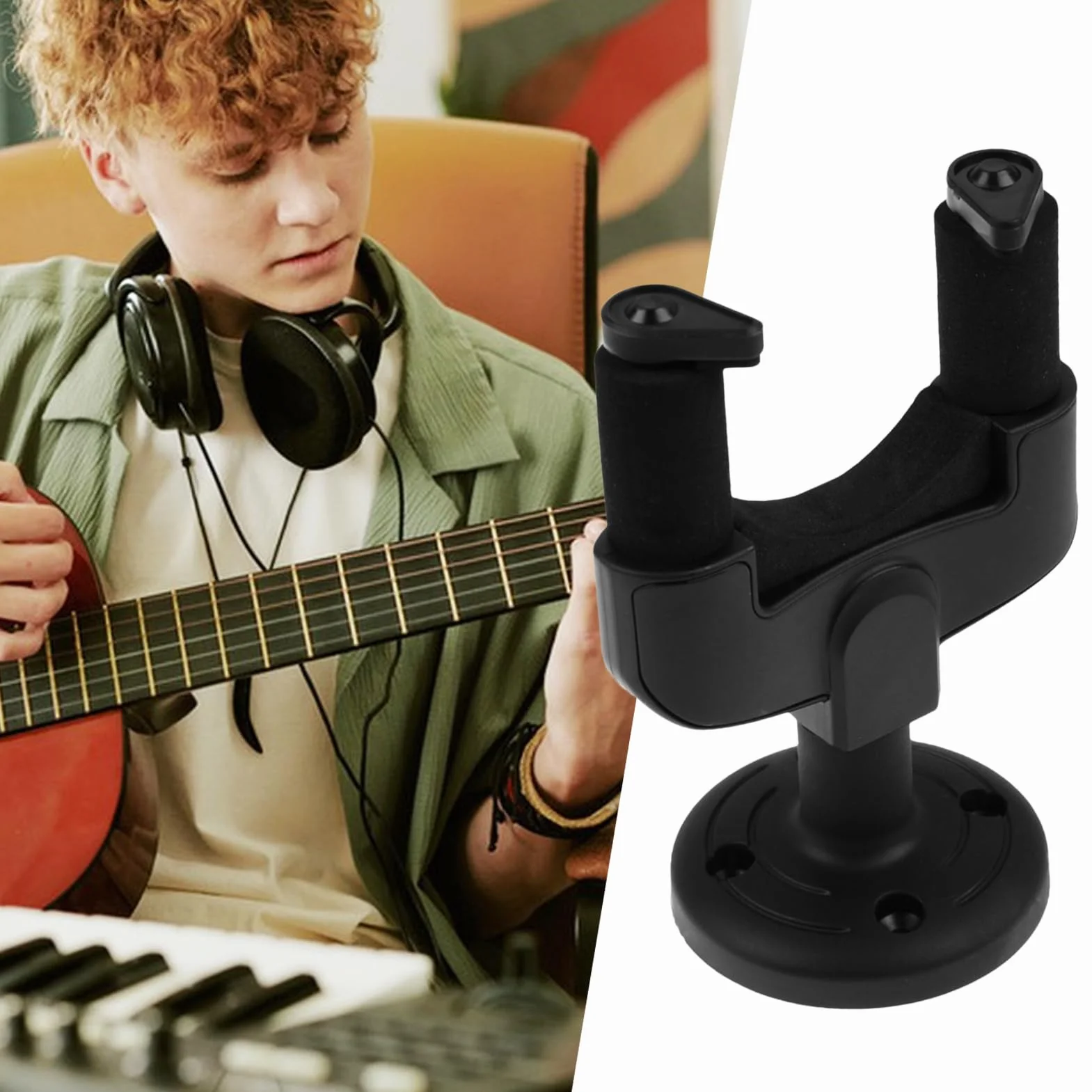 Uchwyt na gitarę ścienną | Uchwyt ścienny na gitarę i bas, akcesoria do instrumentów muzycznych do pokoju muzycznego skrzypce do sypialni mandolina