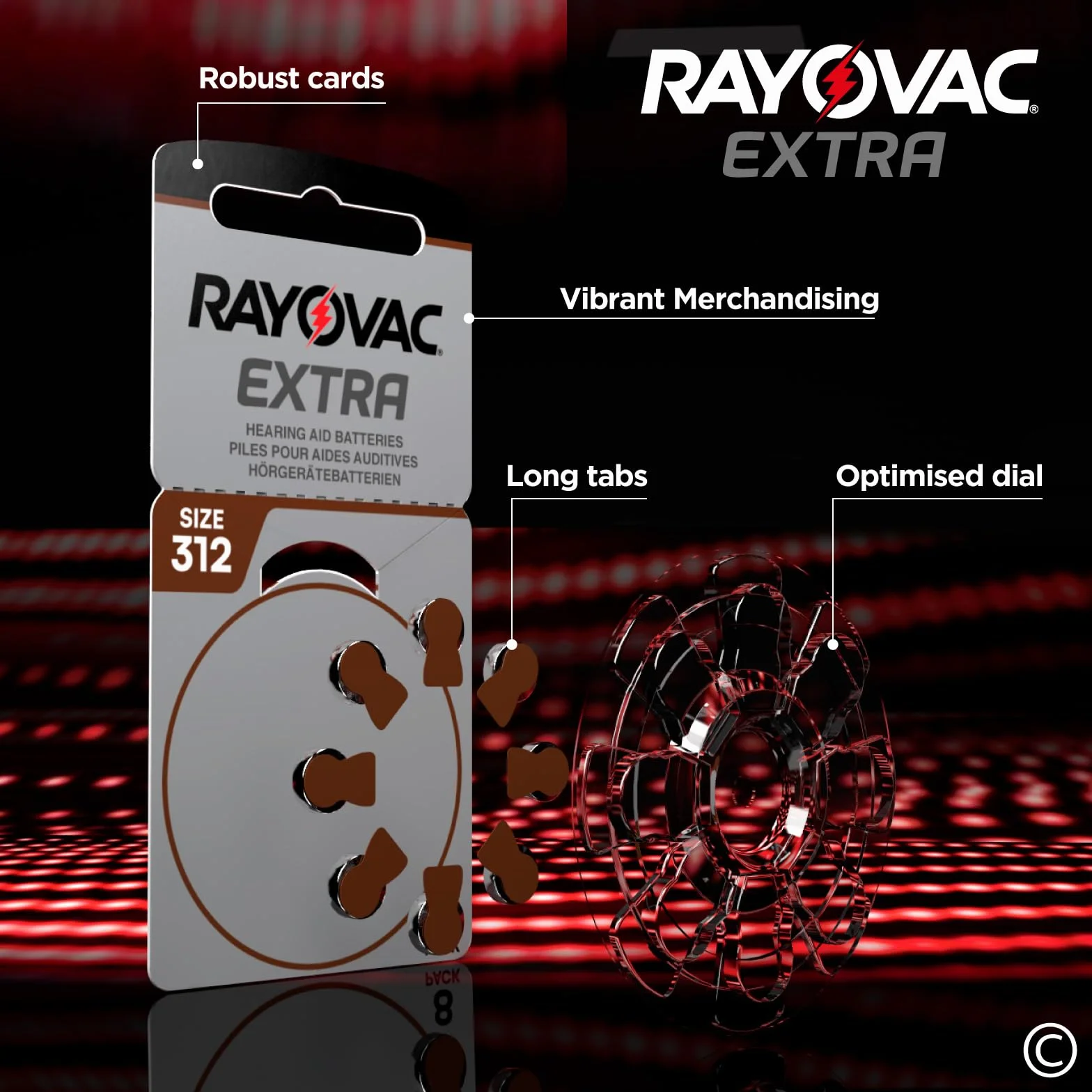 120 baterii do słuchawek dousznych Rayovac Extra Size 312 PR41 (brązowe) - 15 blistrów po 8 baterii