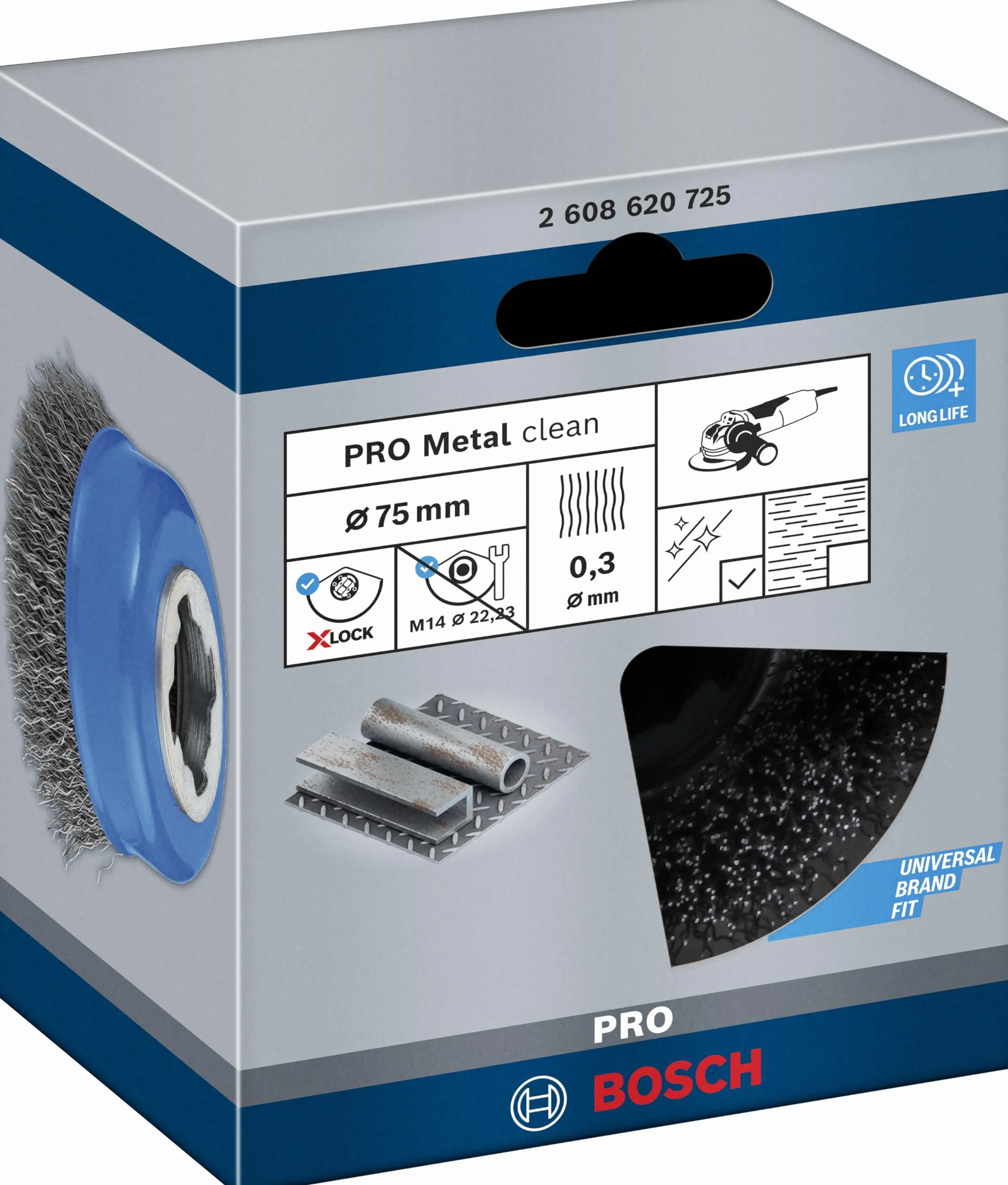 Bosch Accessories Szczotka garnkowa z systemem X-LOCK, falista, 75, stalowa 75 mm, 0,3 mm, X-LOCK