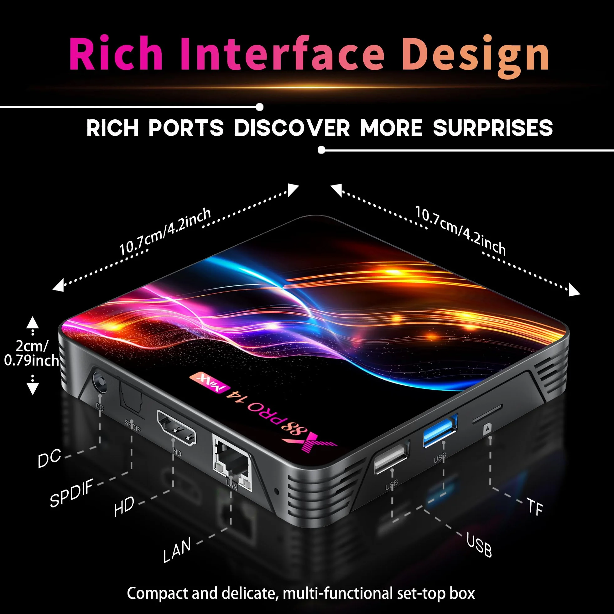 GREVA 8K Android 14.0 TV Box 2026, Android Box 4GB RAM 32GB ROM, chipset RK3528, obsługa 2.4GHz/5.0GHz Dual WiFi6, HDR10, BT5.0, Ethernet LAN, Internet TV Box, Bluetooth, 3D HD Smart Media Streaming