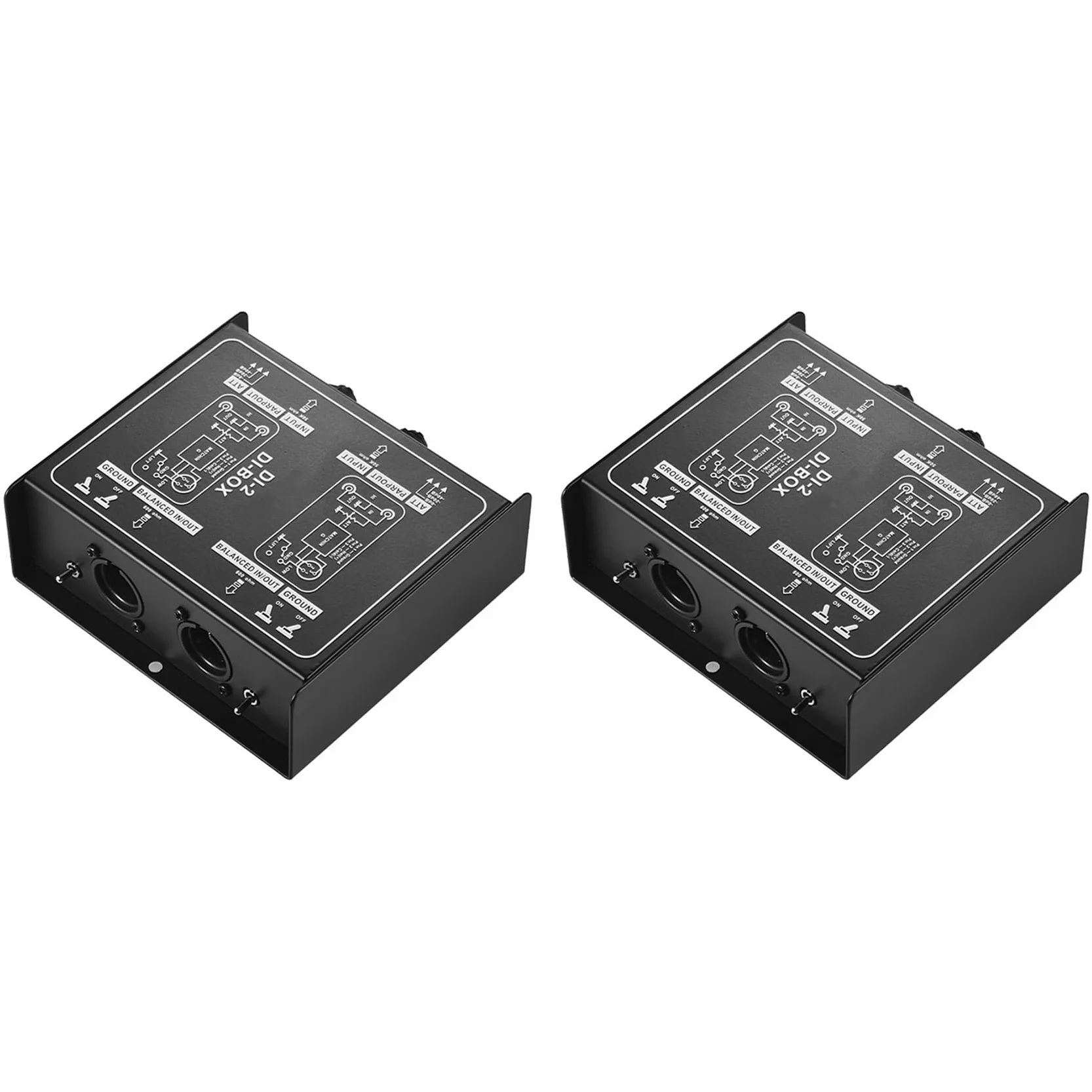 2 x Premium Direct Injection Molded Audio Box – pasywny gaśnik jednostek DI z podkładką wejściową do przyłączy gitarowych i basowych