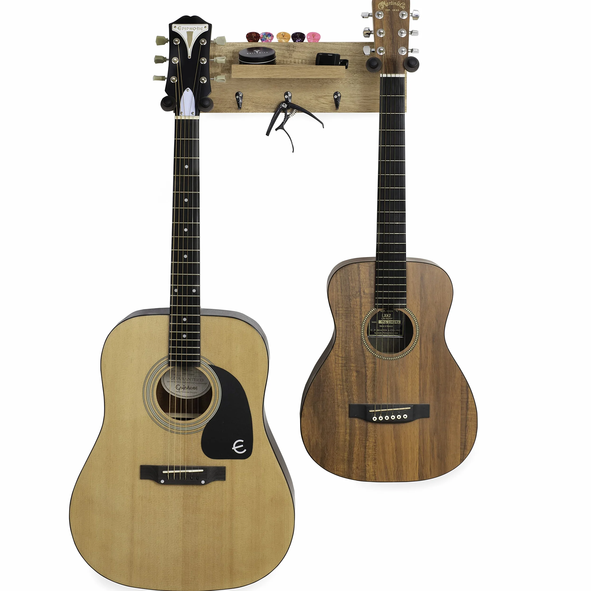 Guitar Lab Gitara wieszak ścienny na basowe i elektryczne gitary, podwójny uchwyt ścienny do instrumentu, łatwy montaż