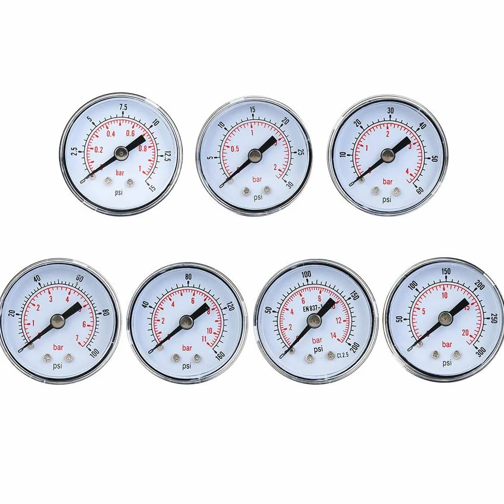 Mechaniczny manometr do, Manometry i odkurzacze Manometry Powietrza Olej Woda BSPT 1/8 cali Powrót połączenia (0-30psi,0-2bar)